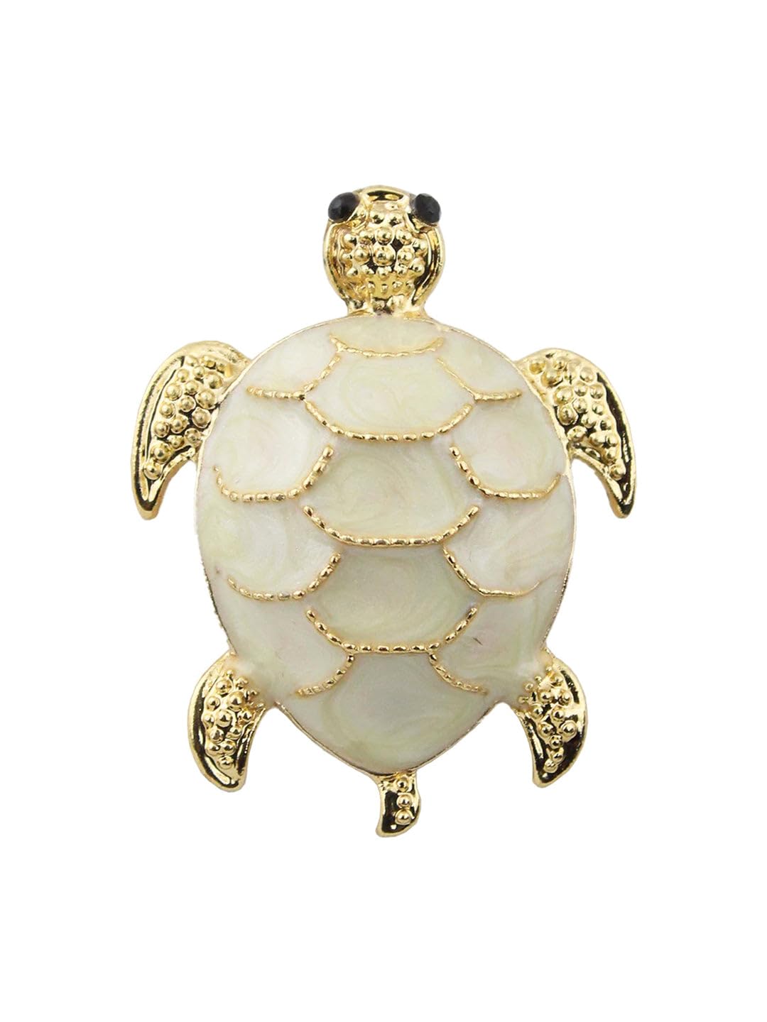 kavove Lucky Turtle Cream Colour Brooch For Men-picture-21