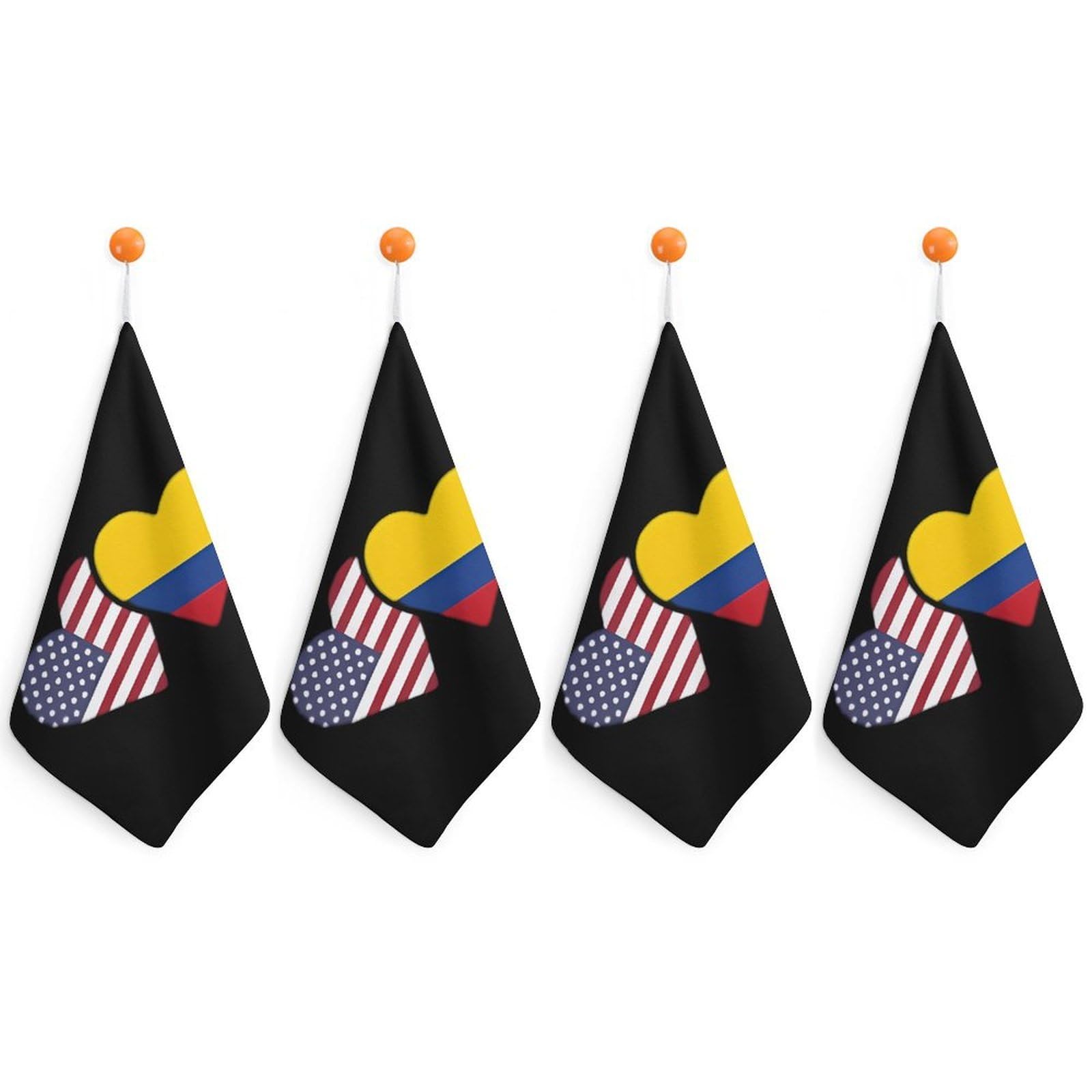 CGSBNGHA U.S. Colombia Flag Heart Hand Towel Hanging Face Towels Cleaning Cloths Handkerchief for Bathroom Kitchen