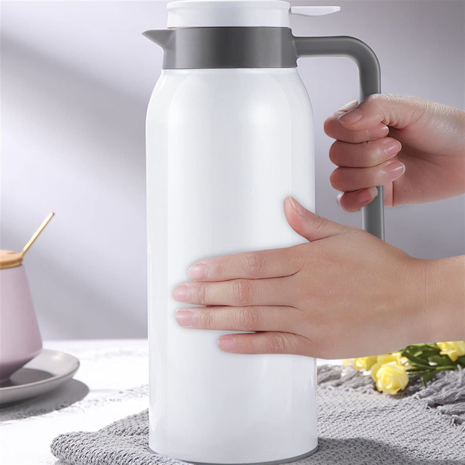 Termiczna karafka pojemnik izolacyjny 1500 ml stal nierdzewna termiczne karafki do kawy podwójna ścianka izolowany próżniowy termos do kawy herbata butelka na wodę termiczna karafka na kawę (kolor: biały)