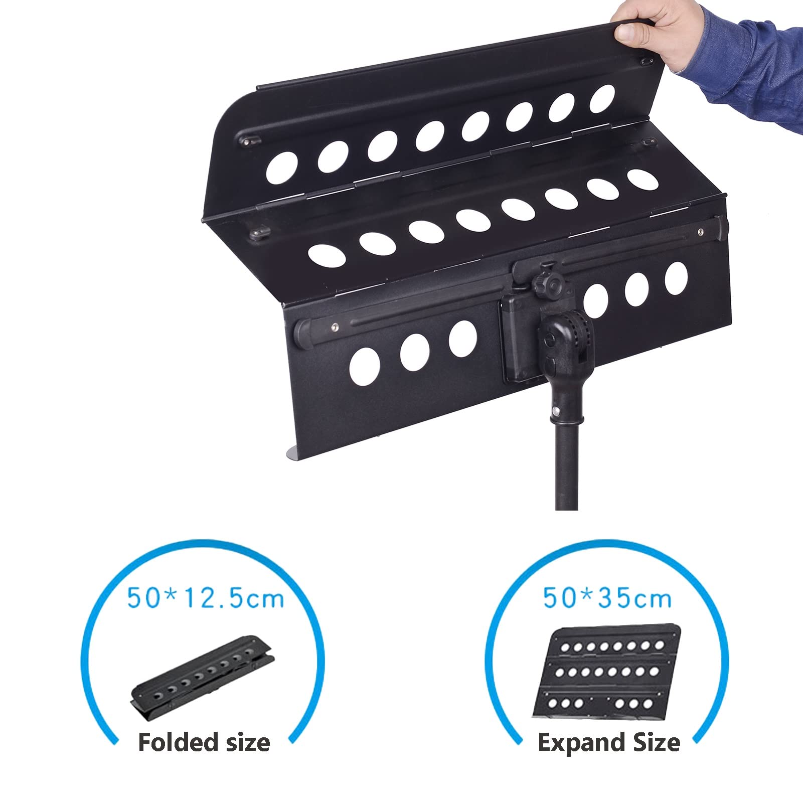 LIU- Soporte para Partituras con Soporte para Micrófono Y Bolsa De Transporte, Soporte para Música Portátil Plegable De Altura Ajustable, para Interpretación Instrumental De Orquesta