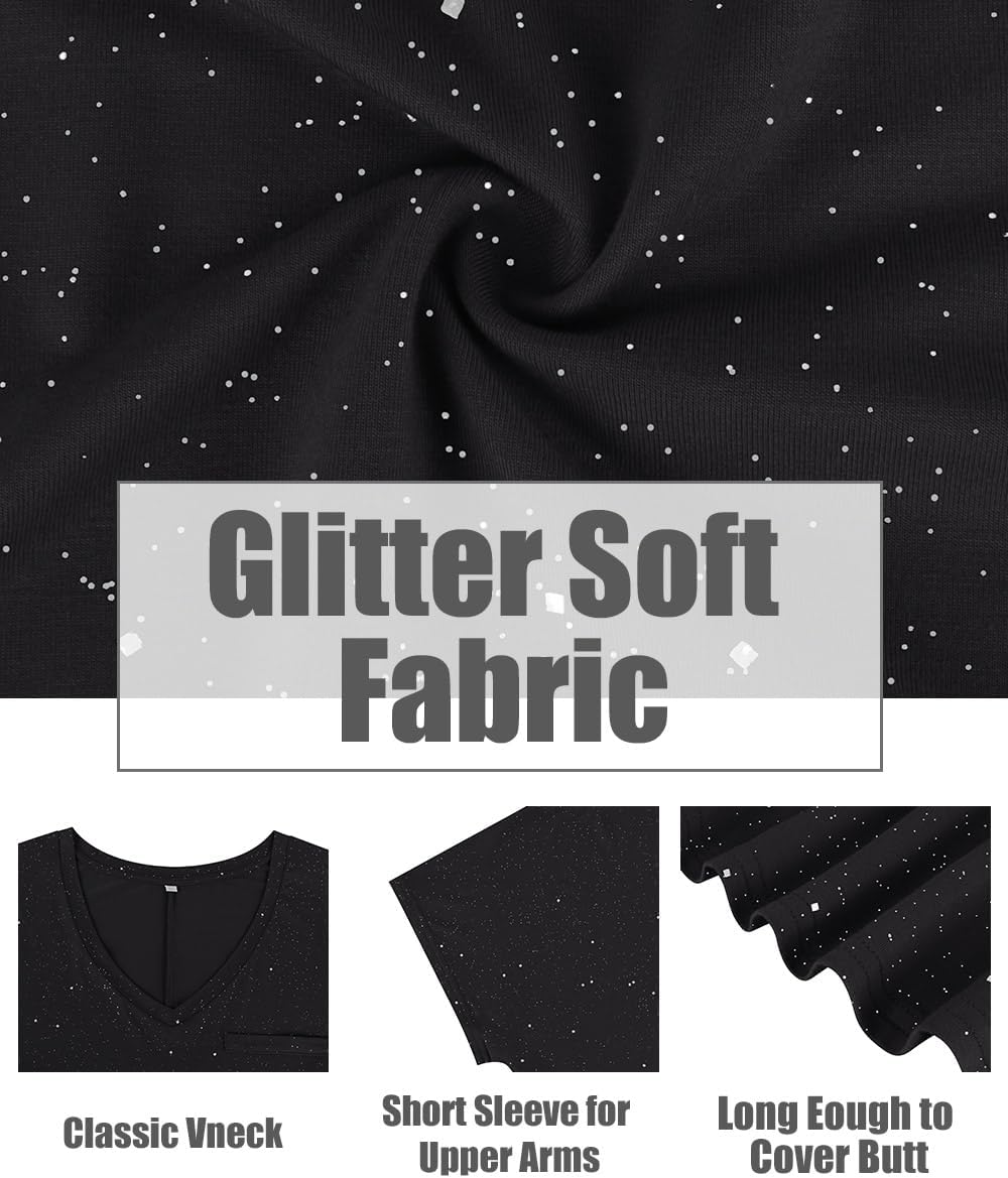 CARCOS Womens Plus Size Tops Basic Summer Shirts Short Sleeve V Neck Tunics Casual T-Shirt Loose Fits XL-5XL - Image 3