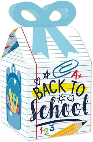 Big Dot of Happiness Regreso a clases Cajas de regalo cuadradas Decoraciones para el primer día de clases Cajas de lazo Juego de 12