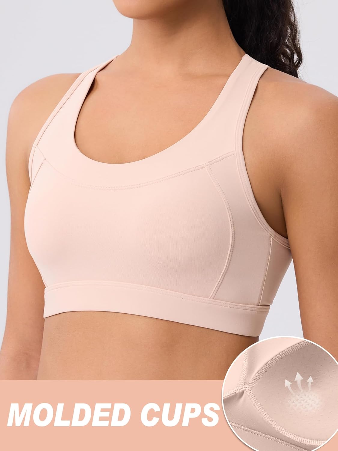 High Impact Sports Bra for Women – High Support Molded Cups, Adjustable Straps & Back Closure, Cross, Workout & Running Bra - Image 3