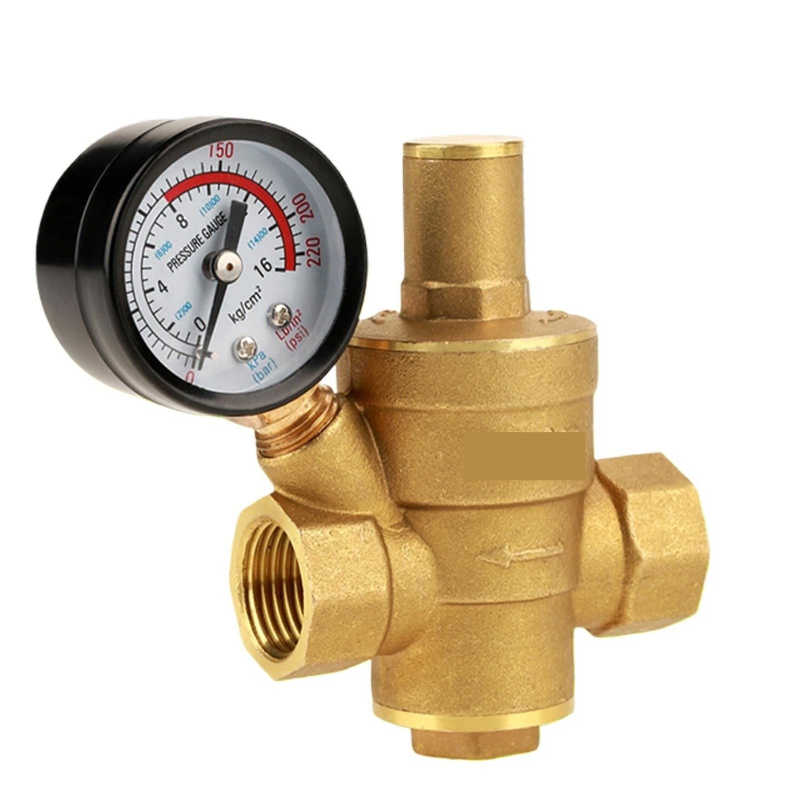 Reductor de regulador de presión de agua ajustable de latón DN15 con medidor de calibre regulador de presión de latón