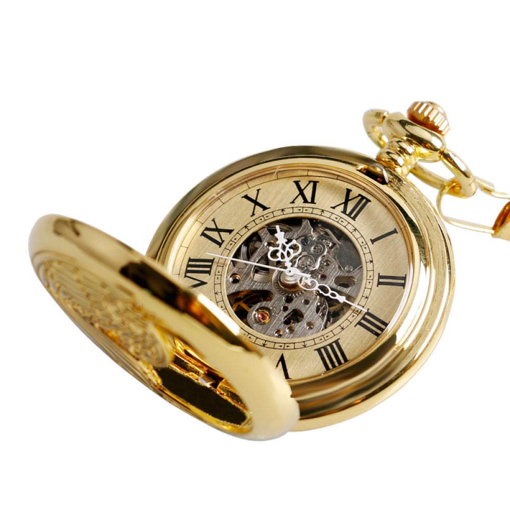 Zegarek kieszonkowy fajny złoty Hollow Phoenix Design cyfra rzymska Steampunk samonakręcający się mechaniczny zegarek kieszonkowy relojes de bolsillo