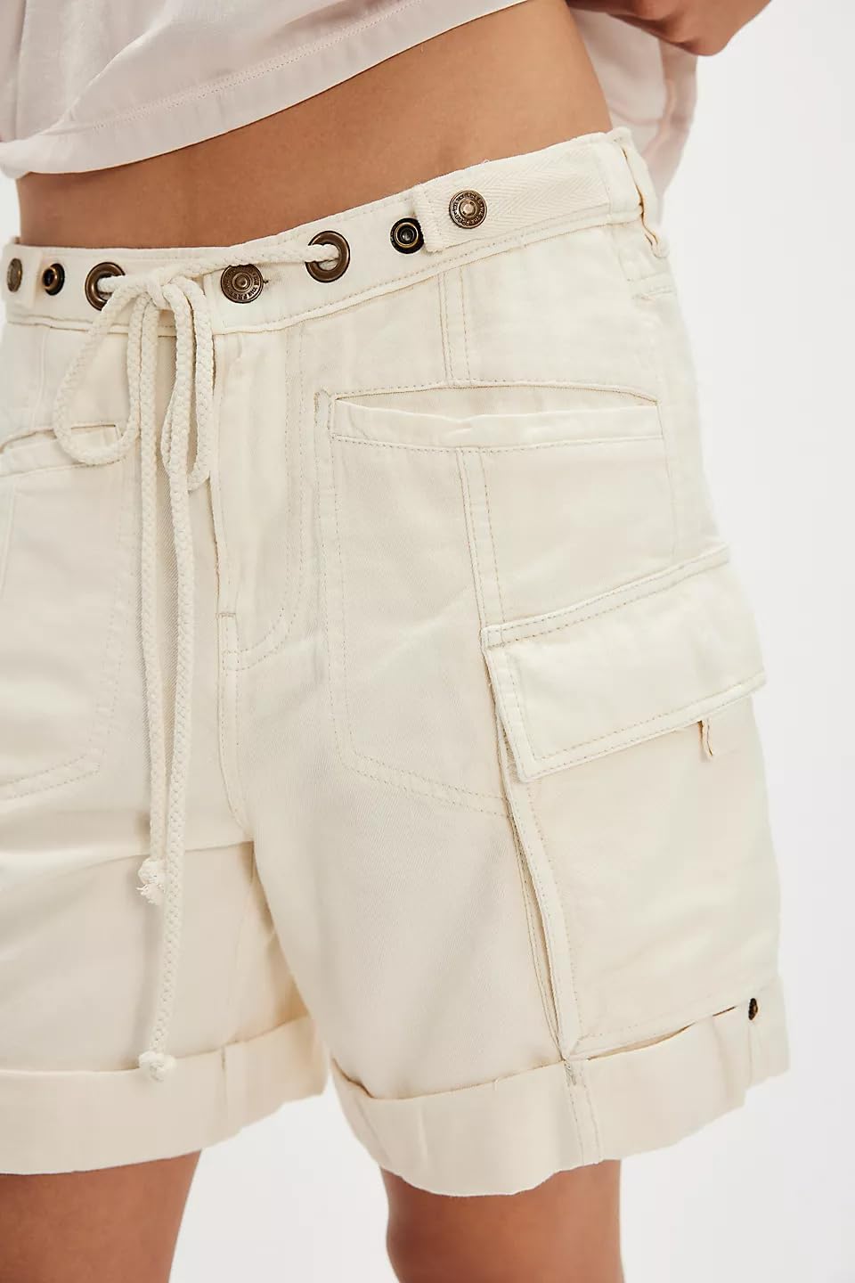 Mxiqqpltky Drawstring Jean Shorts Womens Casual High Waisted Straight Leg Baggy Denim Shorts Summer Loose Fit Short Jeans Y2K - Image 3