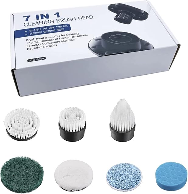 7 Replacement Brush Heads of Portable Power Scrubber , Cleaning Brush Heads Set of Electric Spin Scrubber, Shower Scrubber Heads for Bathroom, Tile & Floor