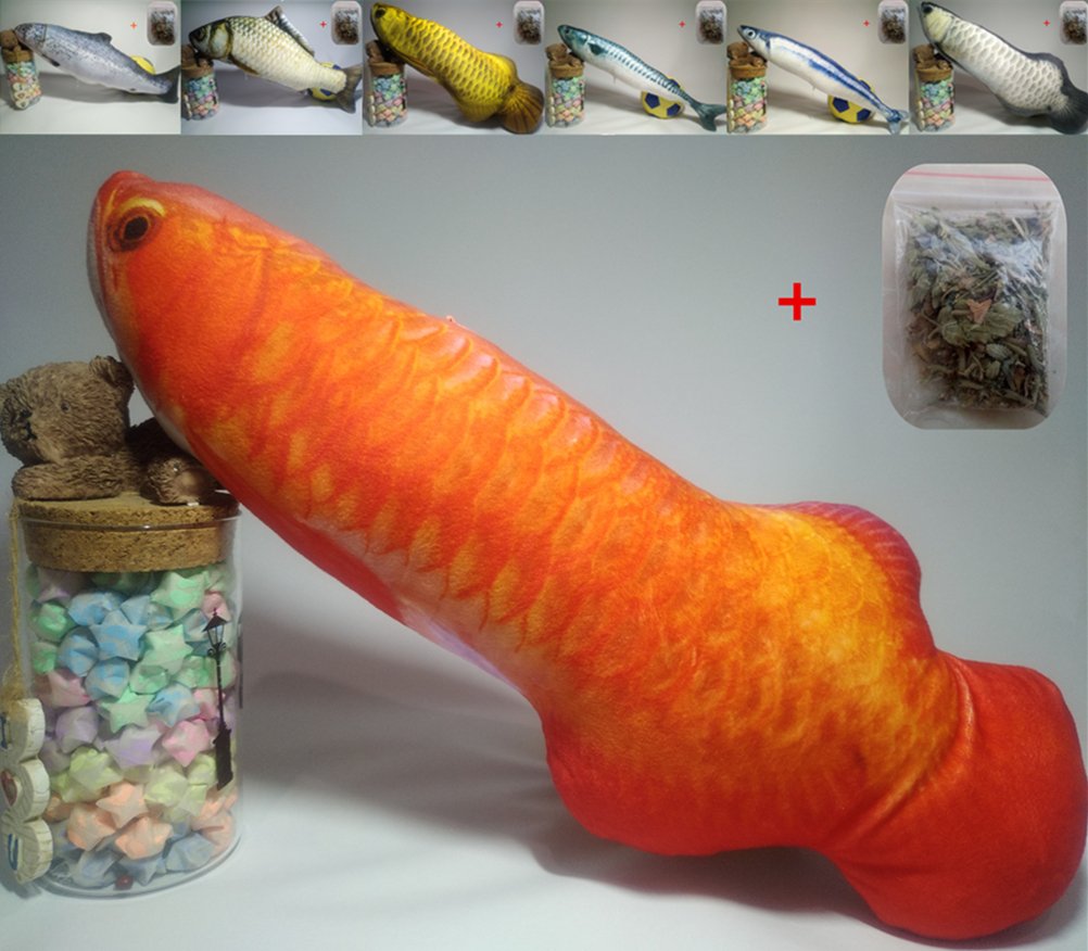 Maibar Catnip Fish Toy - Realistic Simulation Cat Mint Toys (40, Red Scleropages)