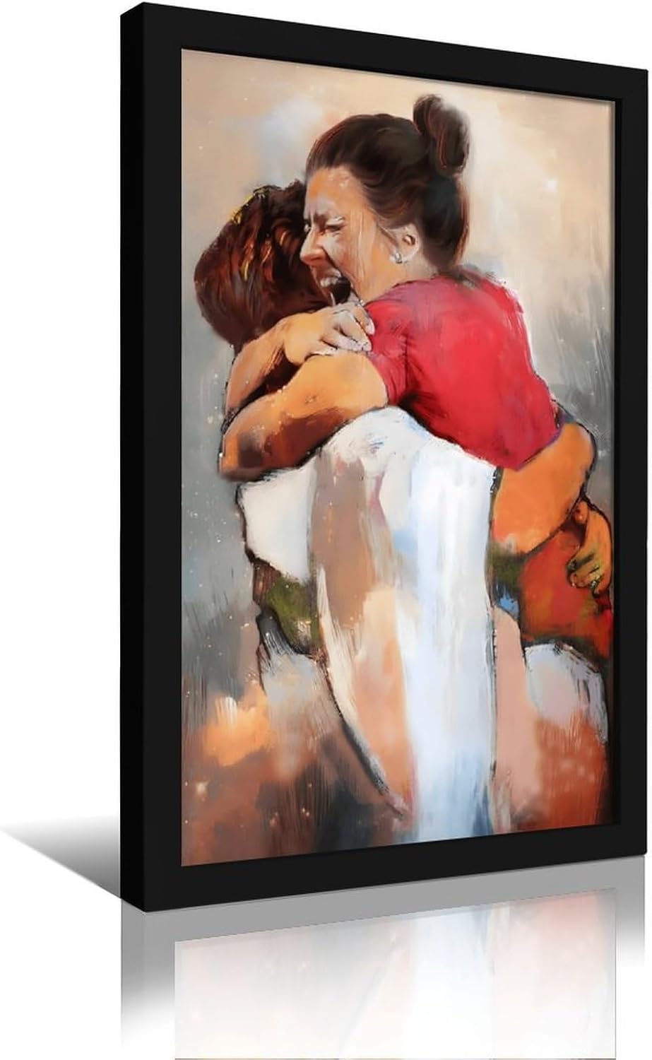 Canvas Wall Art Prints 1st Day In Heaven Poster Jesus Christ Embracing Woman poster Framed First Day in Heaven Painting Picture For Decor (8x12inch-Frame)