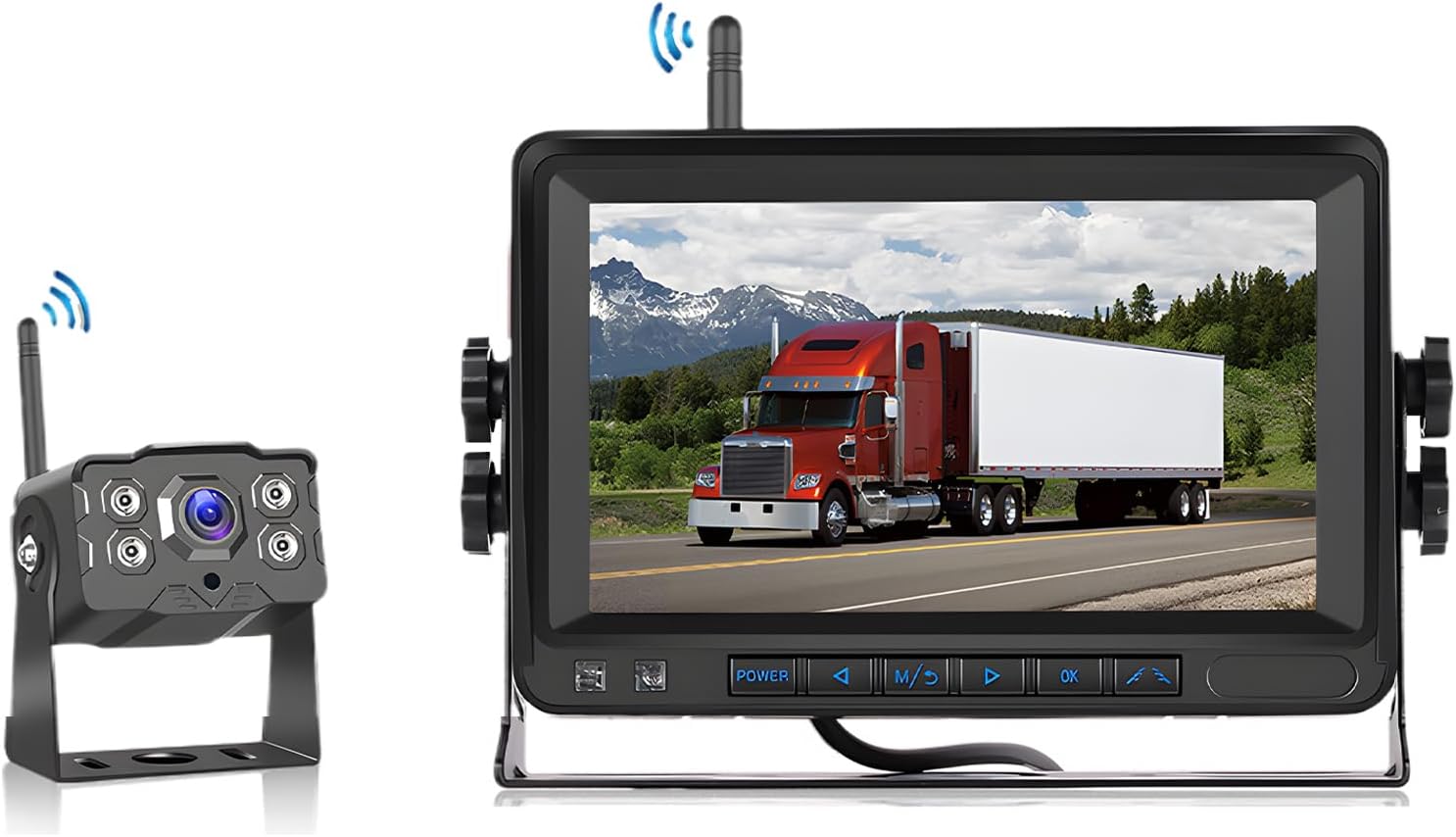 Rear Camera for Car,7 Inch HD 1080P Wireless Backup Camera, Rear View Camera kit, Plug and Play Monitor System for Car, RVs, SUVs (Wide Angle, Night)