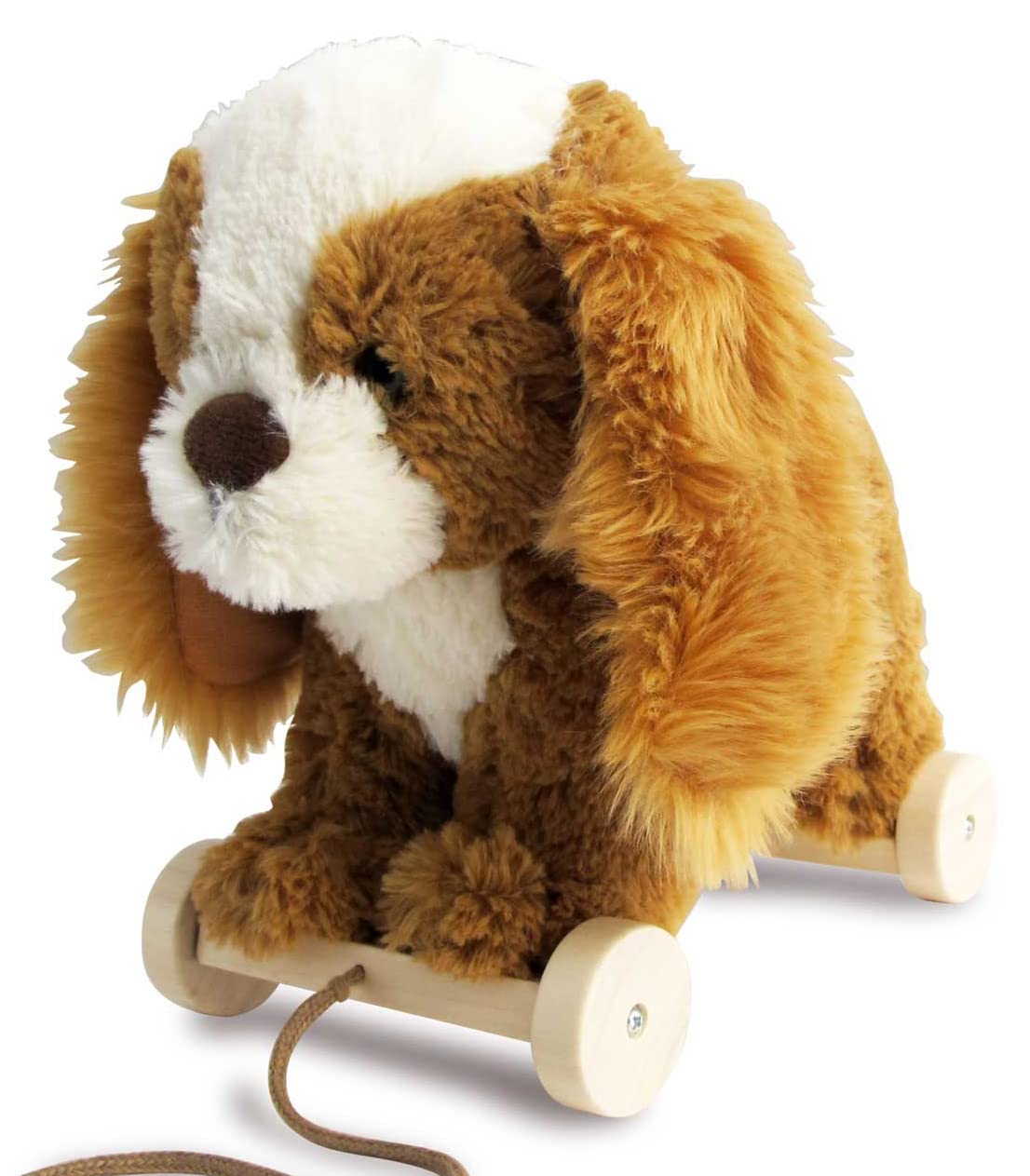 Little Bird Told Me - Peanut Pup Pull Along Toy for Baby 6+ Months Unisex - 2-in-1 Soft Toy, Removable Wheels, Sensory Plush Fabric - British Brand Since 2007