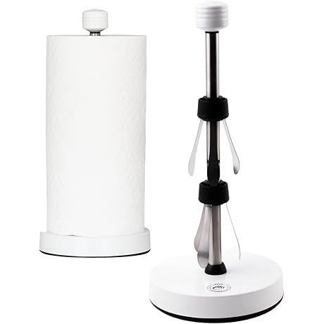 Countertop White Paper Towel Holder Made of Stainless Steel for Easy One-Handed...