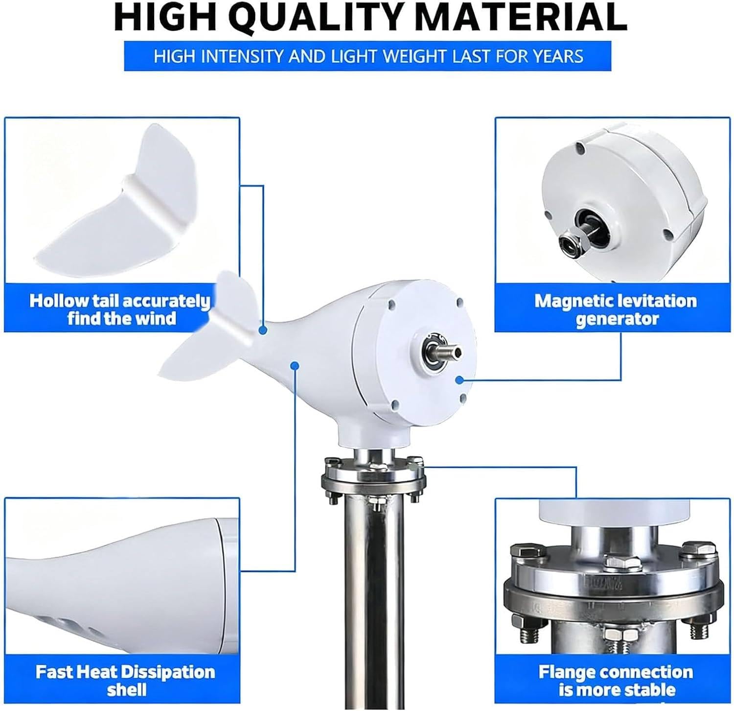 Kit de generador eólico de 3000 W, 5000 W y 8000 W, turbina eólica de levitación magnética de 8 Palas con Controlador MPPT para Equipos de energía Industrial domésticos. 12V-3000W