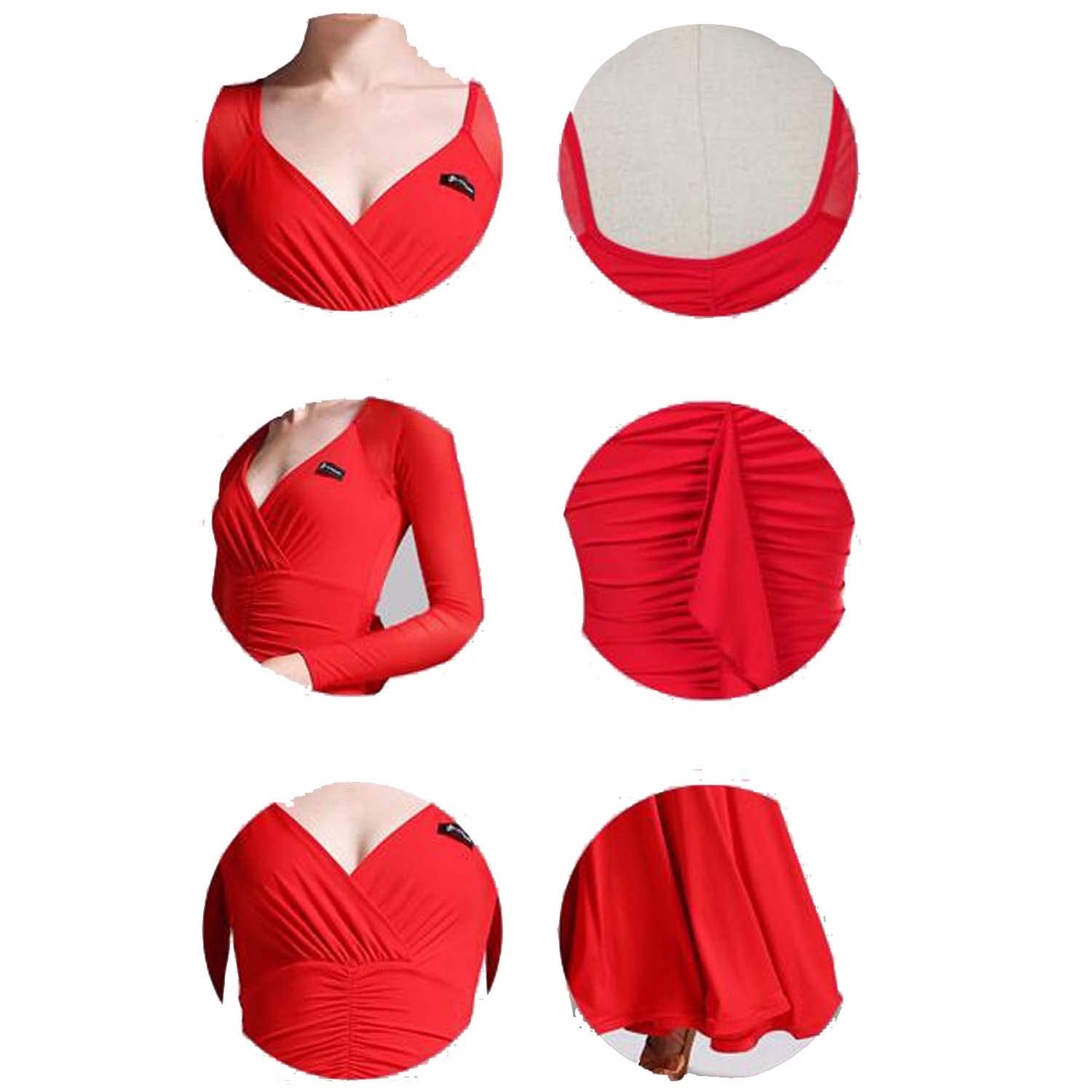 Abiti da Ballo Standard da Donna con Scollo A V Valzer Moderno Abito da Ballo per Spettacoli Tango Flamenco Costume da Ballo di Addestramento Gonna Lunga da Allenamento A Pieghe