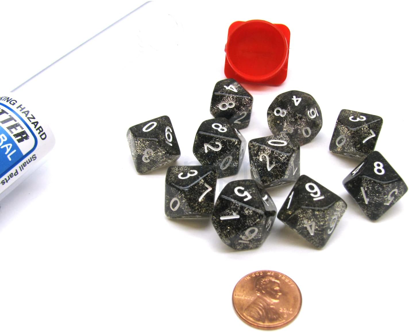 Koplow 10D10 Dice Set, Black/White Glitter