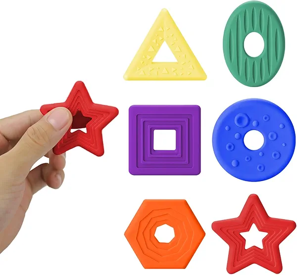 6 Pack Sensory Fidget Toys, Soft Silicone Texture Worry Stones Autism Fidgets for Kids Adults, Quiet Fidget Toy for Stress Relief, ADD, ADHD - Schoolroom Prizes, Party Items, Optimal Gifts