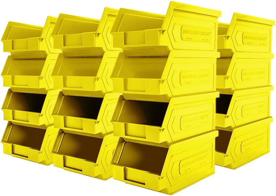 Plastic Storage Bins, Hanging, Stackable, Storage Organizer Bin for Warehouses, Workshops 7-Inch x 4-Inch x 3-Inch (Black, 50-Pack)