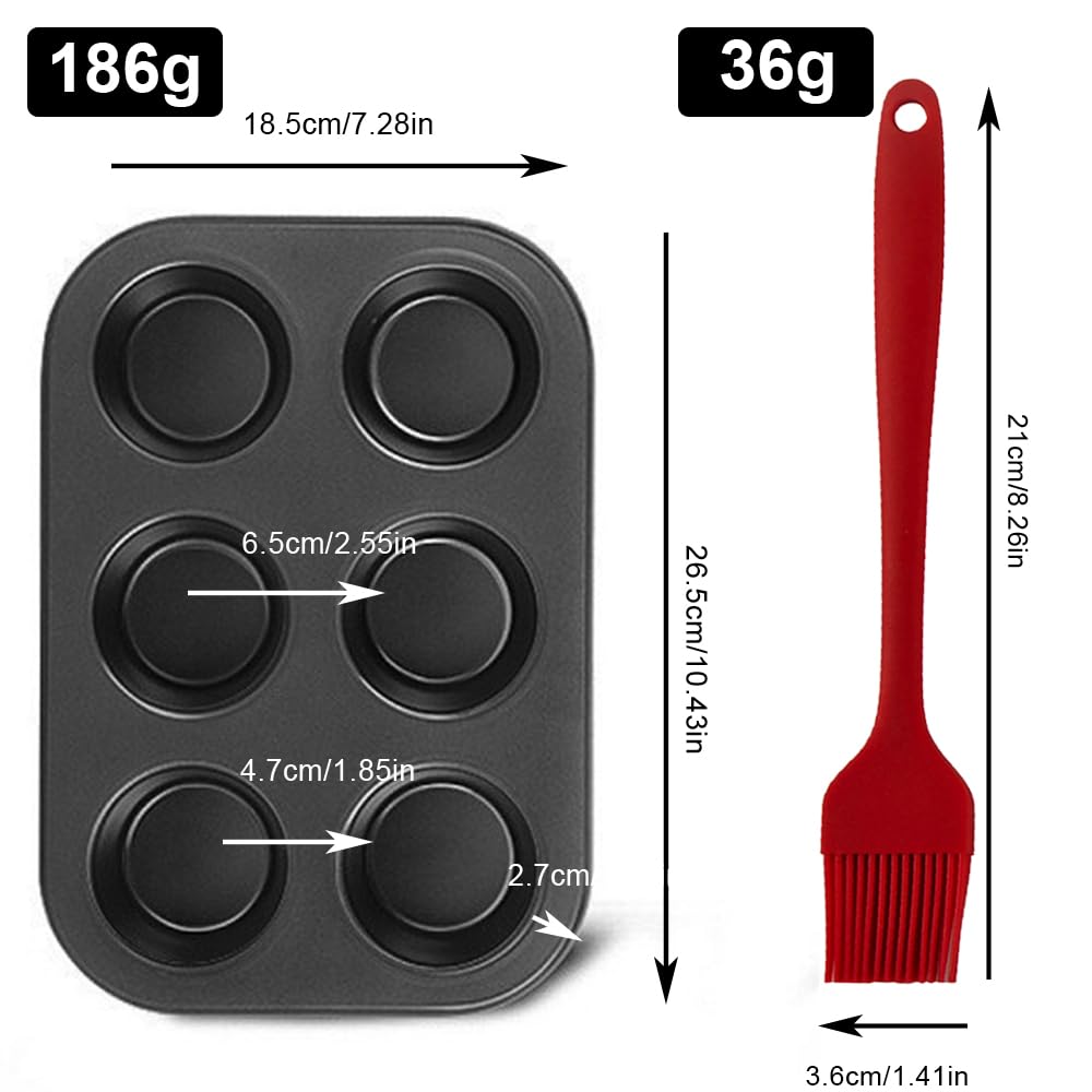 2 Pack Bakeware Yorkshire Pudding Tray Cupcake Tray Muffin Trays 6 Cup Yorkshire Pudding Tin Mini Cake Tins Baking Tray Set Non-Stick Muffin Cases for Baking Pastries Bun - Image 4