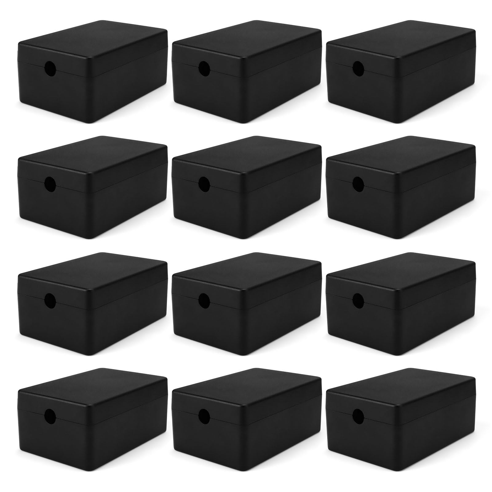 LWLWA 12 Pieces Small Junction Box, Black Junction Box, Electrical Connection Boxes, Max Wire Diameter 6 mm, for Components, Wiring (59.5 X 39.4 X 25.2 mm)