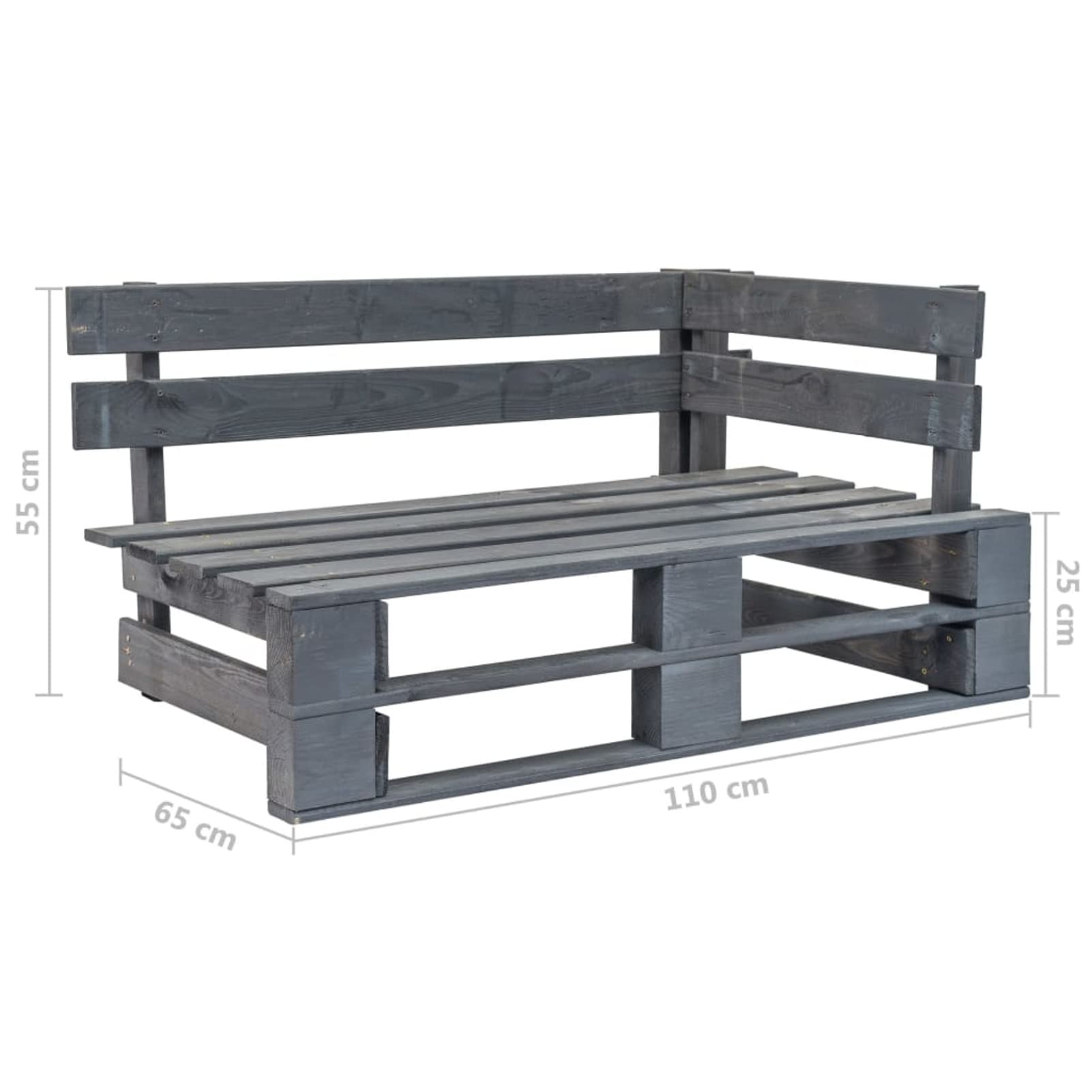 Sofá de palets 2 plazas Cojines Gris Madera de Pino impregnada, Sofá Exterior, Sofa Exterior Terraza, Sofa Jardin Exterior, Sofa Terraza, Mueble para Patio - 3066631