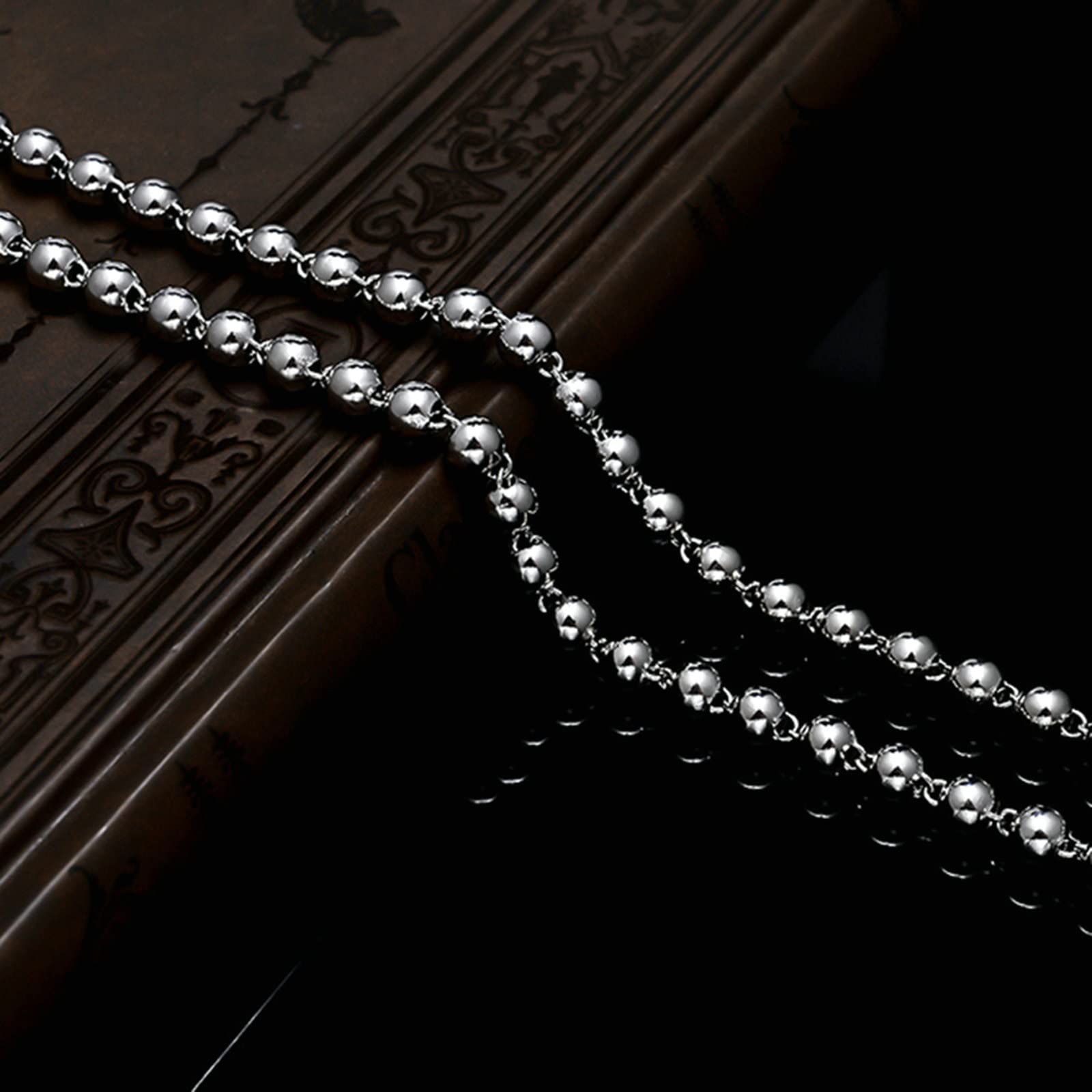 Collar de plata de ley para mujer, collar de hip hop, collar de cadena de bola para mujer, collares de