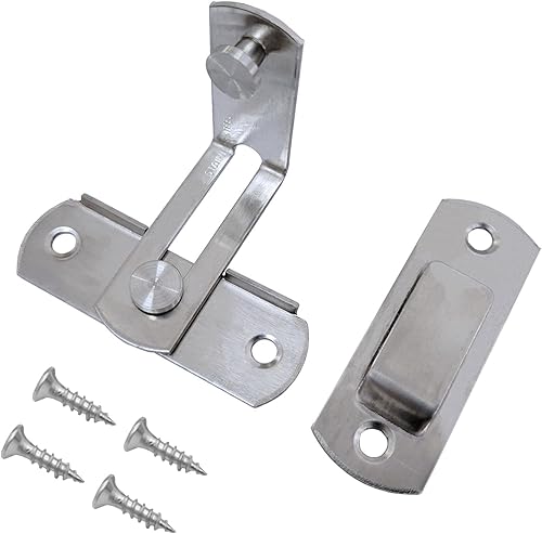 Paquete de 8 pestillos de acero inoxidable para puerta de granero, puerta de mascotas, baño, armario, ventana, corredera (plateado)