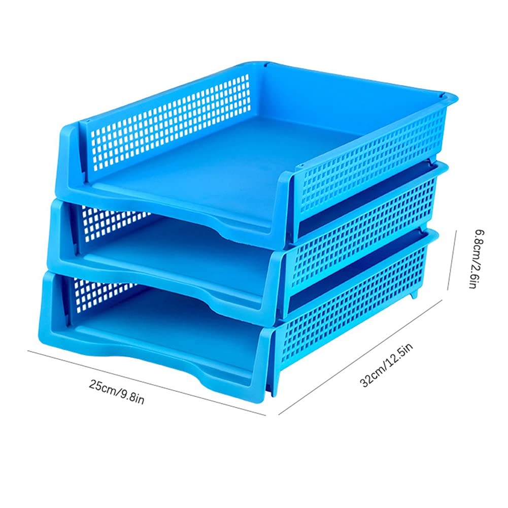 TOMYEUS Porte-fichiers Dossier Organisateur Plastique MultiLouche Empilable A4 Dépôt de classement Bureau Bureau Bureau Neat File Rack Papeterie Panier de Stockage, Cinq Couleurs Rangement de Bureau