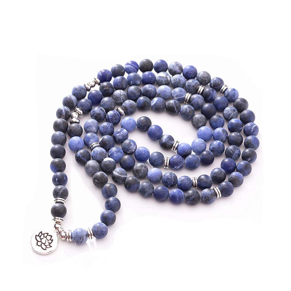 Pulsera De Moda 108 Cuentas Hechas A Mano con Cuentas Collar De Mujer para Hombres Colgante De Piedra Azul Personalidad Joyería De Moda Retro