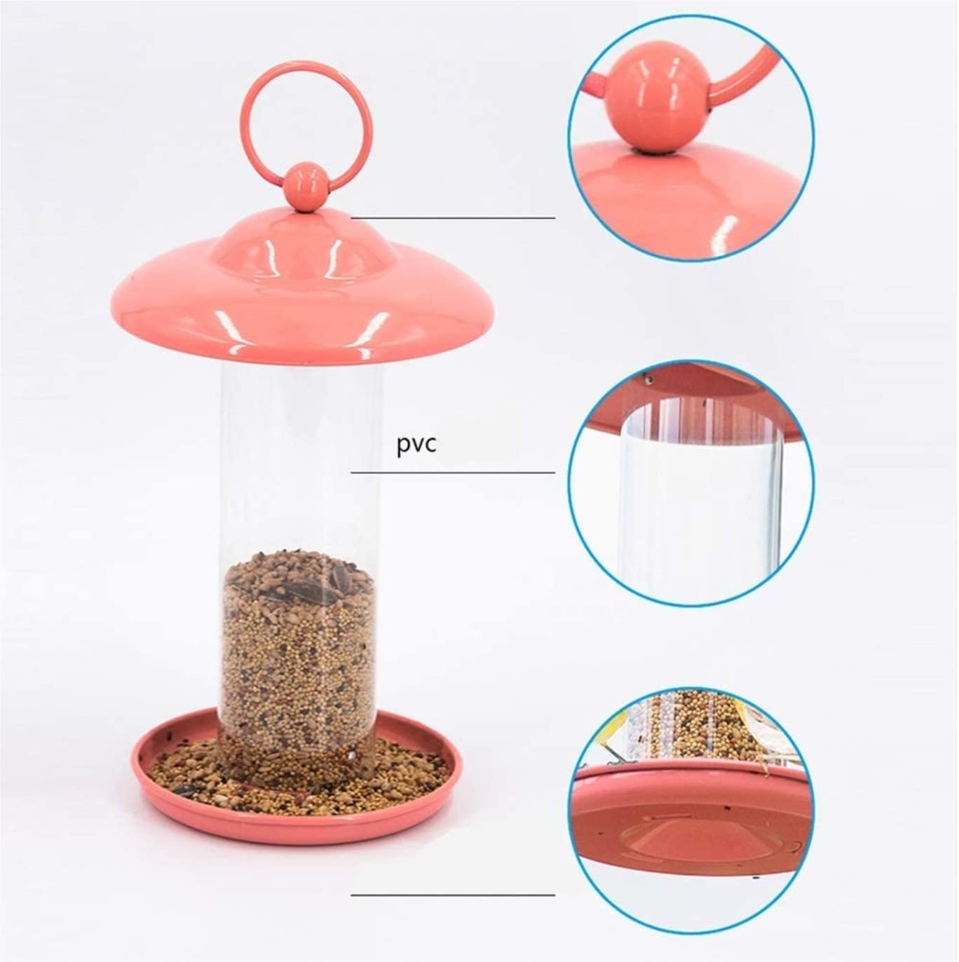 Comedero Pajaros Exterior Alimentador De Pájaros De Metal, Comedero Colgante De Semillas De Pájaros para Mascotas con Techo Y Bandeja para Exteriores Comederos para Pajaros