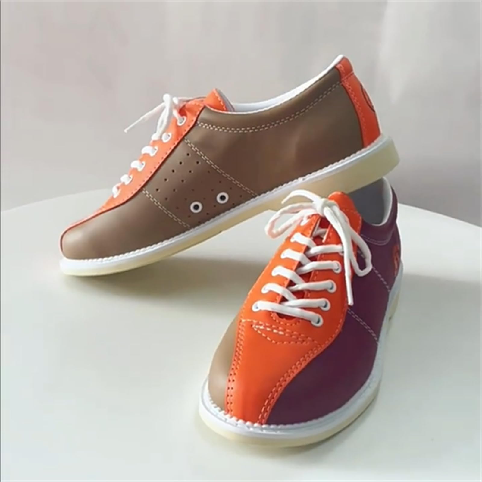 JiuQing Bowlingschuhe Herren Damen Wildleder Gleitsohle Anfänger Bowling Trainingsschuhe Leichte Schnürschuhe