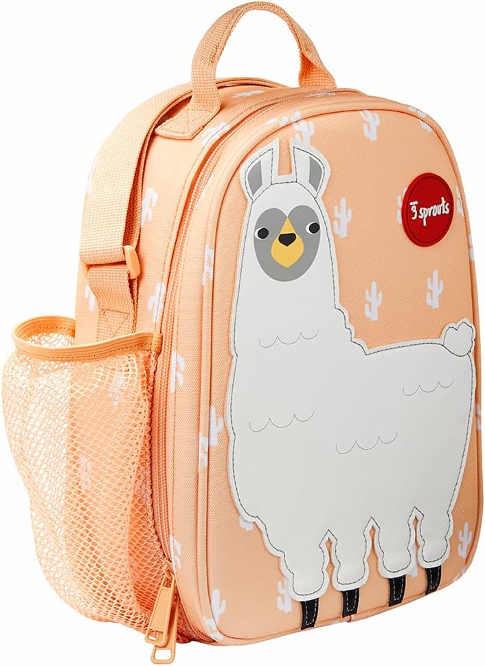 Peach Insulated Llama Kids Lunch Tote with Pockets