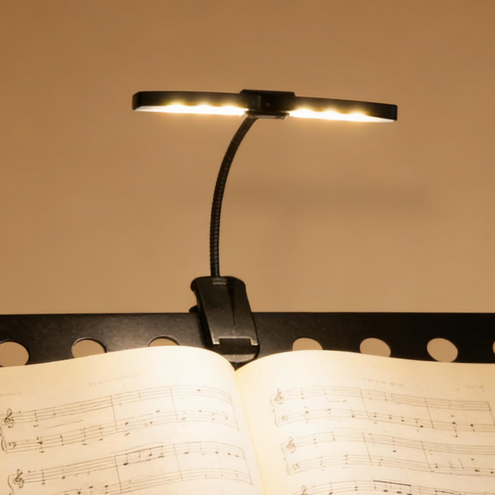 Lampe de pupitre à cliper rechargeable, lampe de piano super lumineuse à 18 LED, rechargeable par USB-C, 3 températures de couleur × 9 niveaux de luminosité, parfaite pour le piano, les livres, les