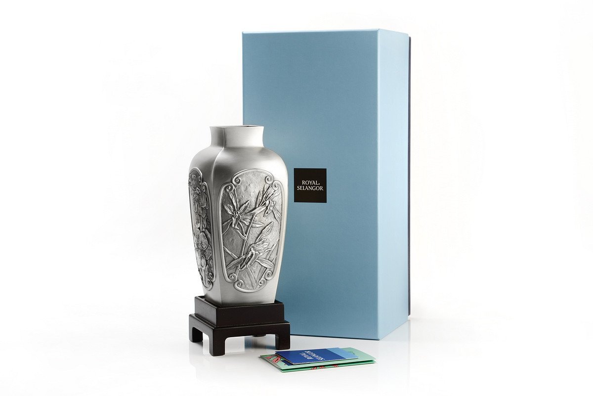 Royal Selangor Hand Finished Four Gentlemen Collection Pewter Vase