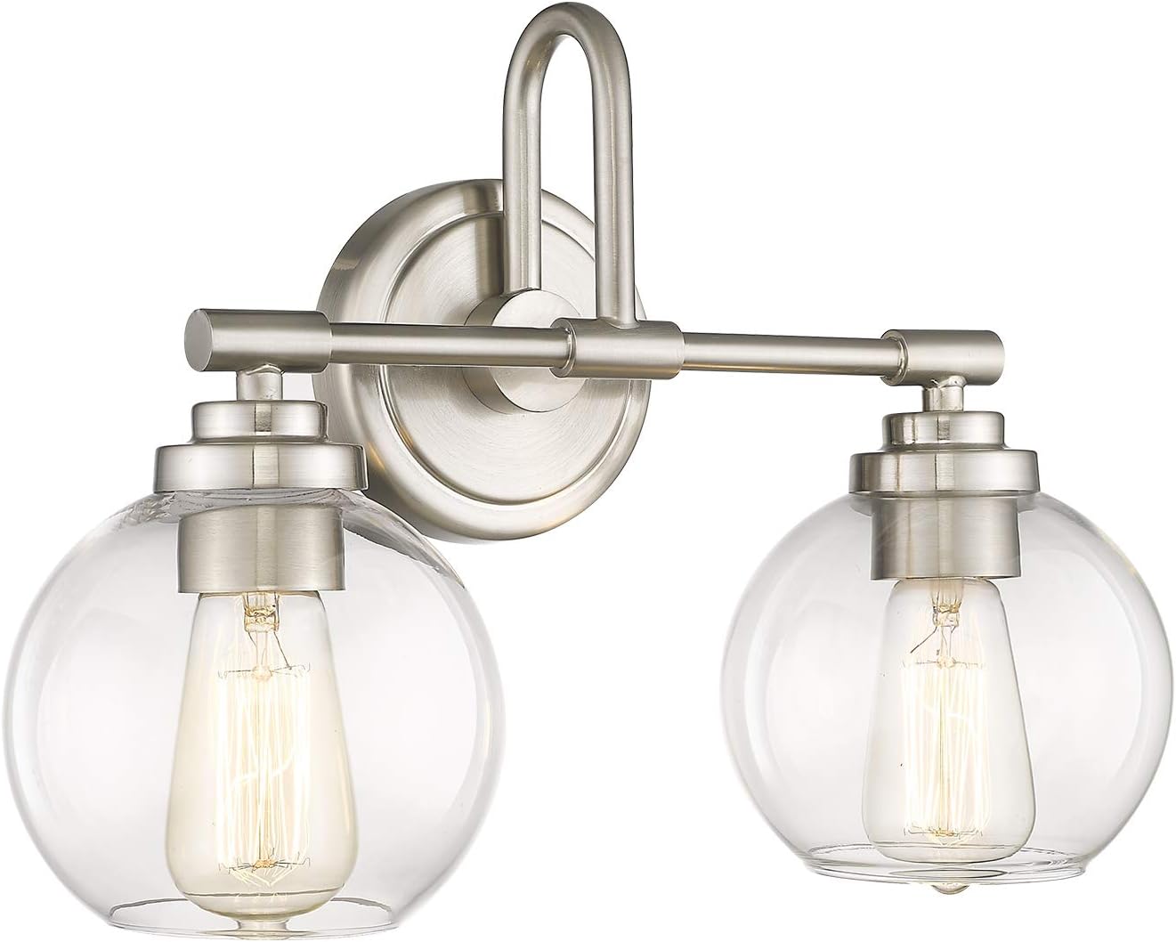AKEZON Brushed Nickel Vanity Light, 2-Light Bathroom Light Fixtures ...