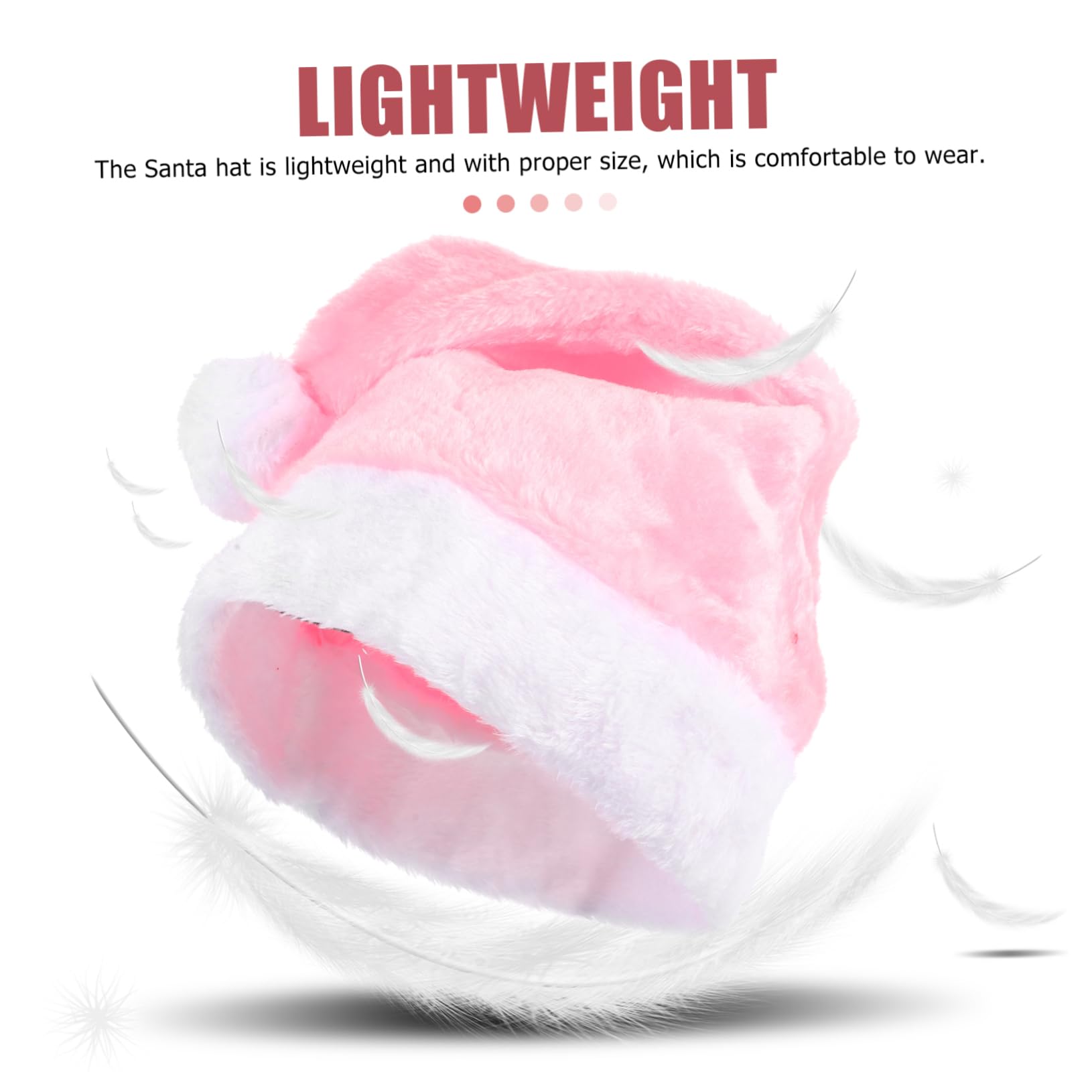 TOPBATHY 5 Piezas Gorro De Papá Noel De Felpa Gorra De Santa Claus Sombrero De Santa Para Fiesta Gorro De Papá Noel De Navidad Sombrero De Navidad De Peluche Felpa Corta Rosa