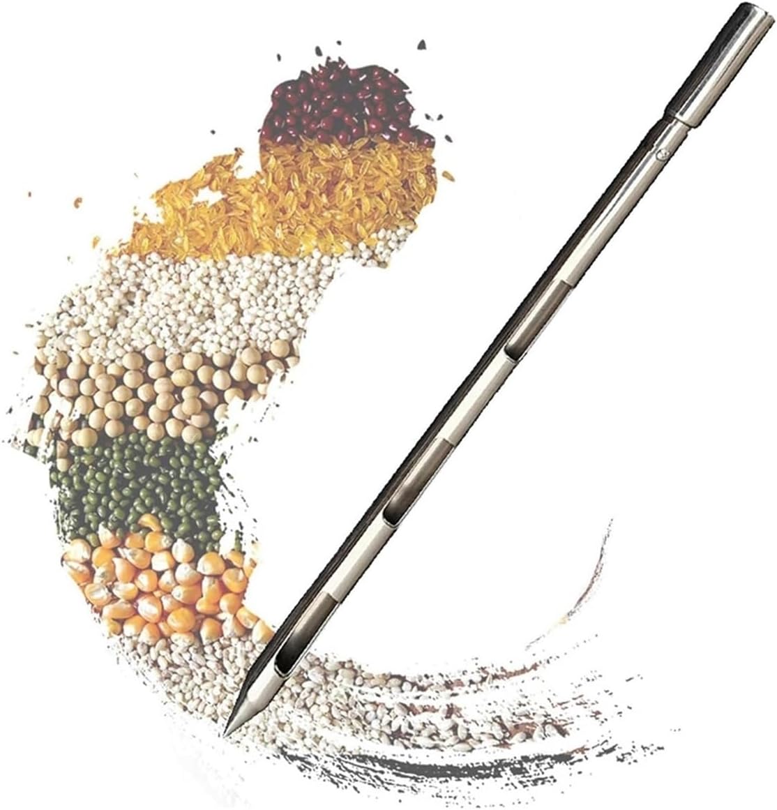 Stainless Steel Double Layer Powder Sampler Tube for Grains, Beans, Fertilizer & Cement - 1m Length (3.3ft), 19mm Diameter (3/4") - Durable Rotary Sampling Tool