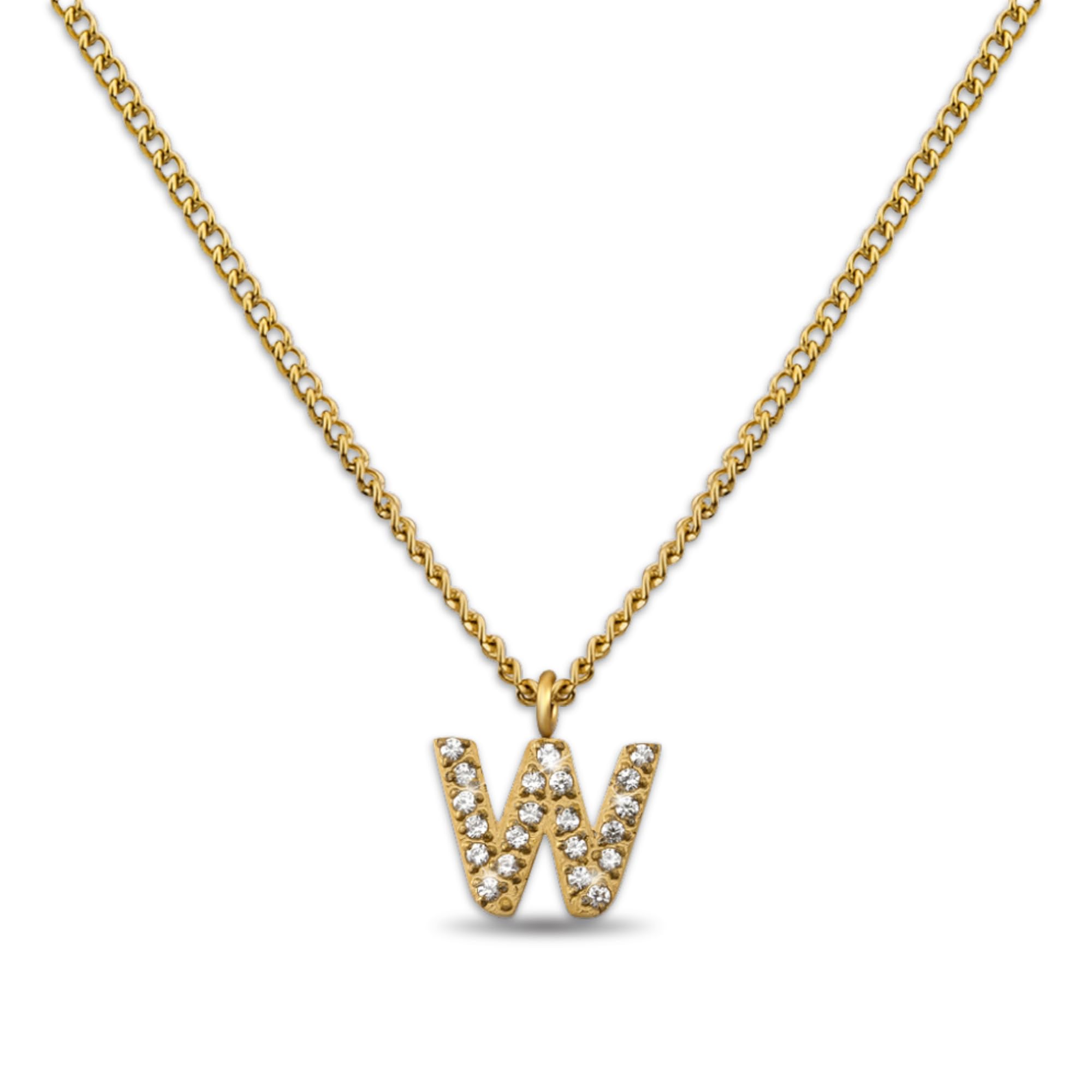 GD GOOD.designs Kette Buchstabe Gold für Damen | 18K vergoldete Halskette mit Zirkonia Initialien | Goldene 316L Edelstahl Buchstabenkette