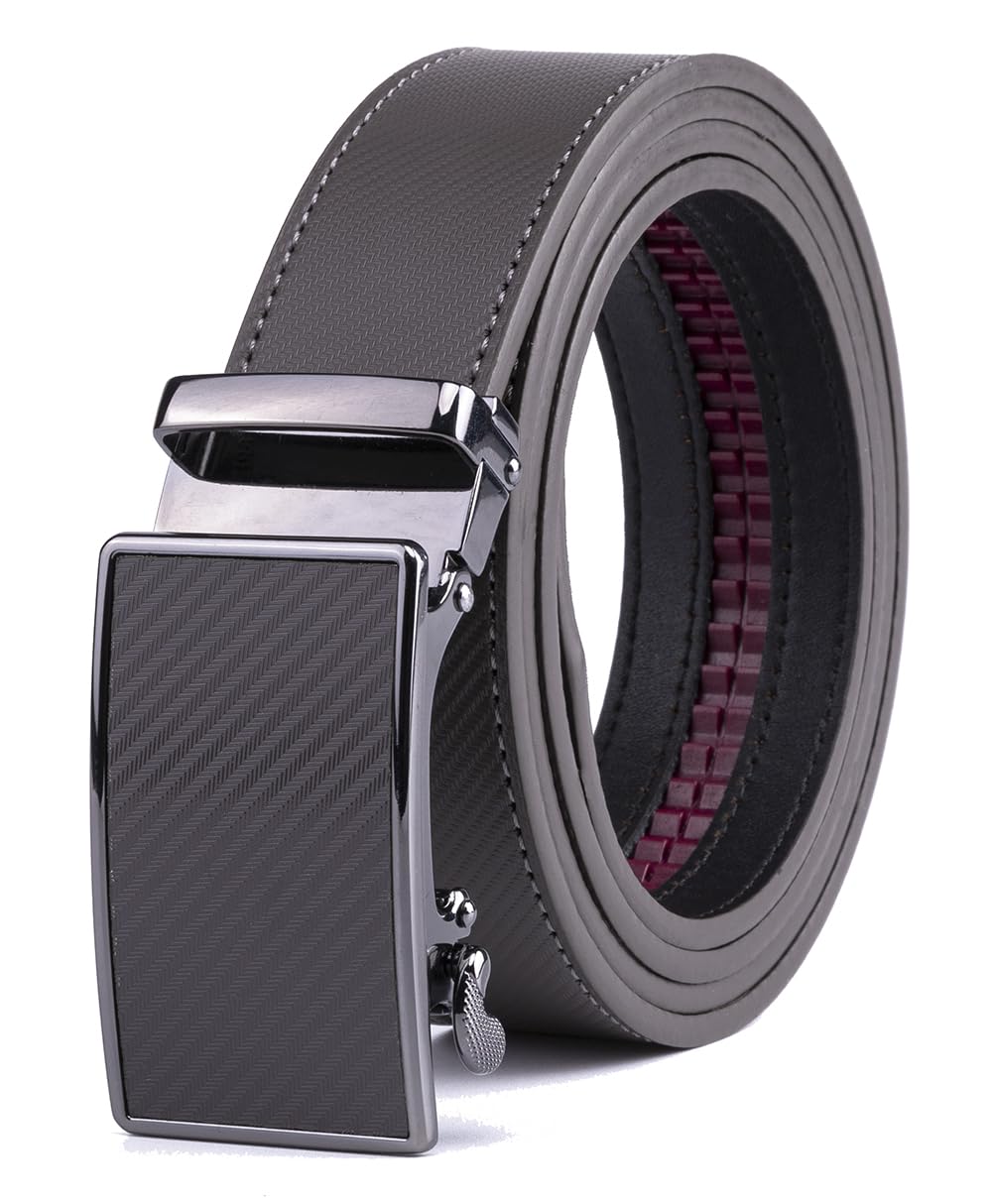 Fabio Valenti Men's 2091 Grey Belt,Ratchet Belt Dress With 1 3/8" Genuine Leather With Easier Adjustable Buckle, Trim To Fit (, Adjustable 46”)