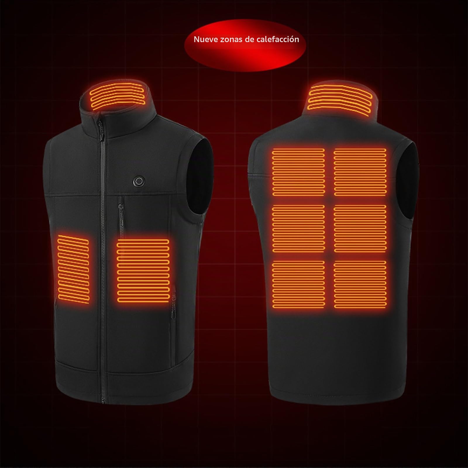Genérico Chaleco Calefactable para Hombres Y Mujeres, Chaleco Termico con 9 Zonas De Calefacción, Chaqueta Calefactable con 3 Niveles De Temperatura, Ropa Calefactable con Carga USB(Green,XL)