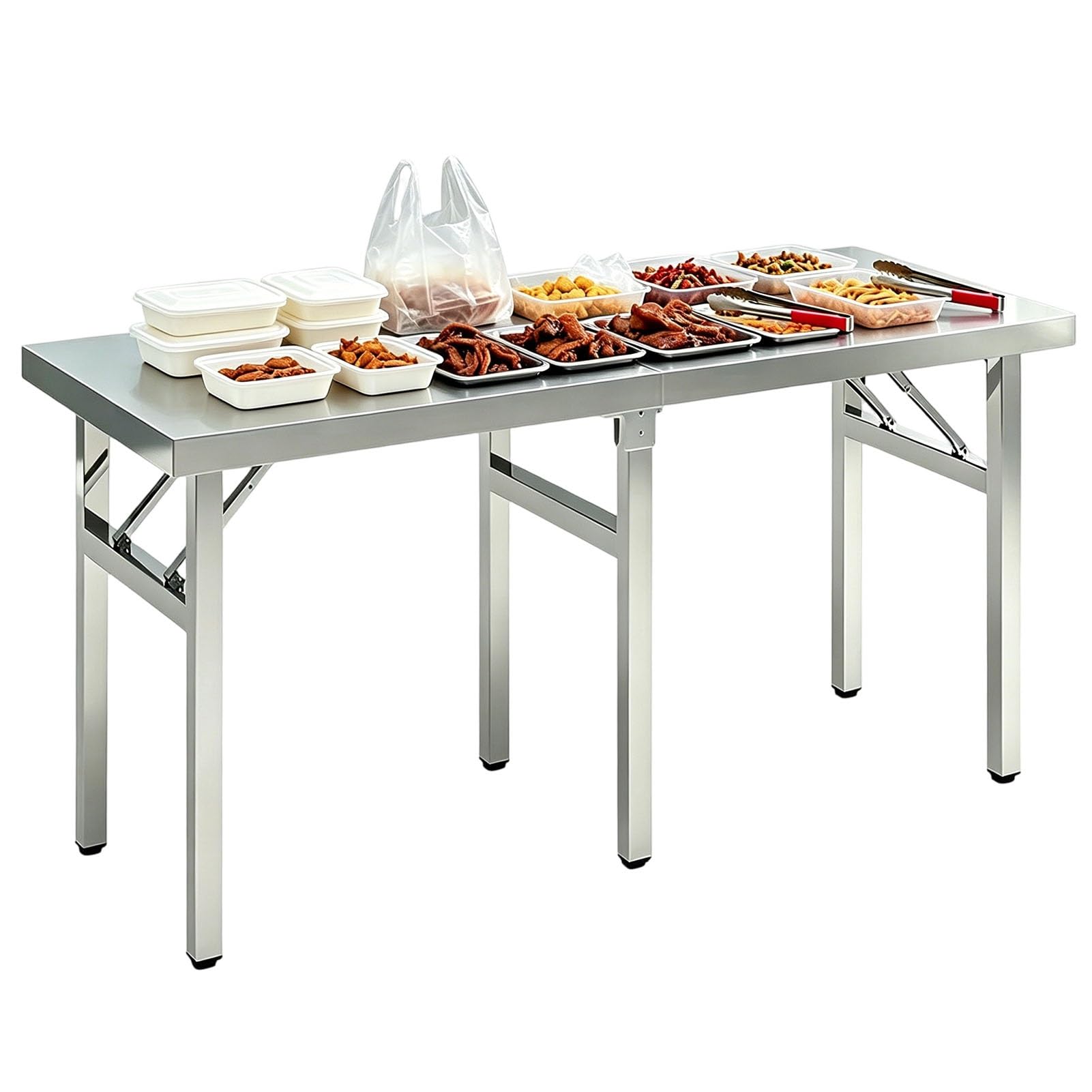 Tavolo da Catering in Acciaio Inox, 100x50x55cm/120x60x75cm/150x40x55cm, Tavolo da Lavoro Commerciale, banco da Lavoro Resistente per la Preparazione degli Alimenti per Cucina, Garage, tavol