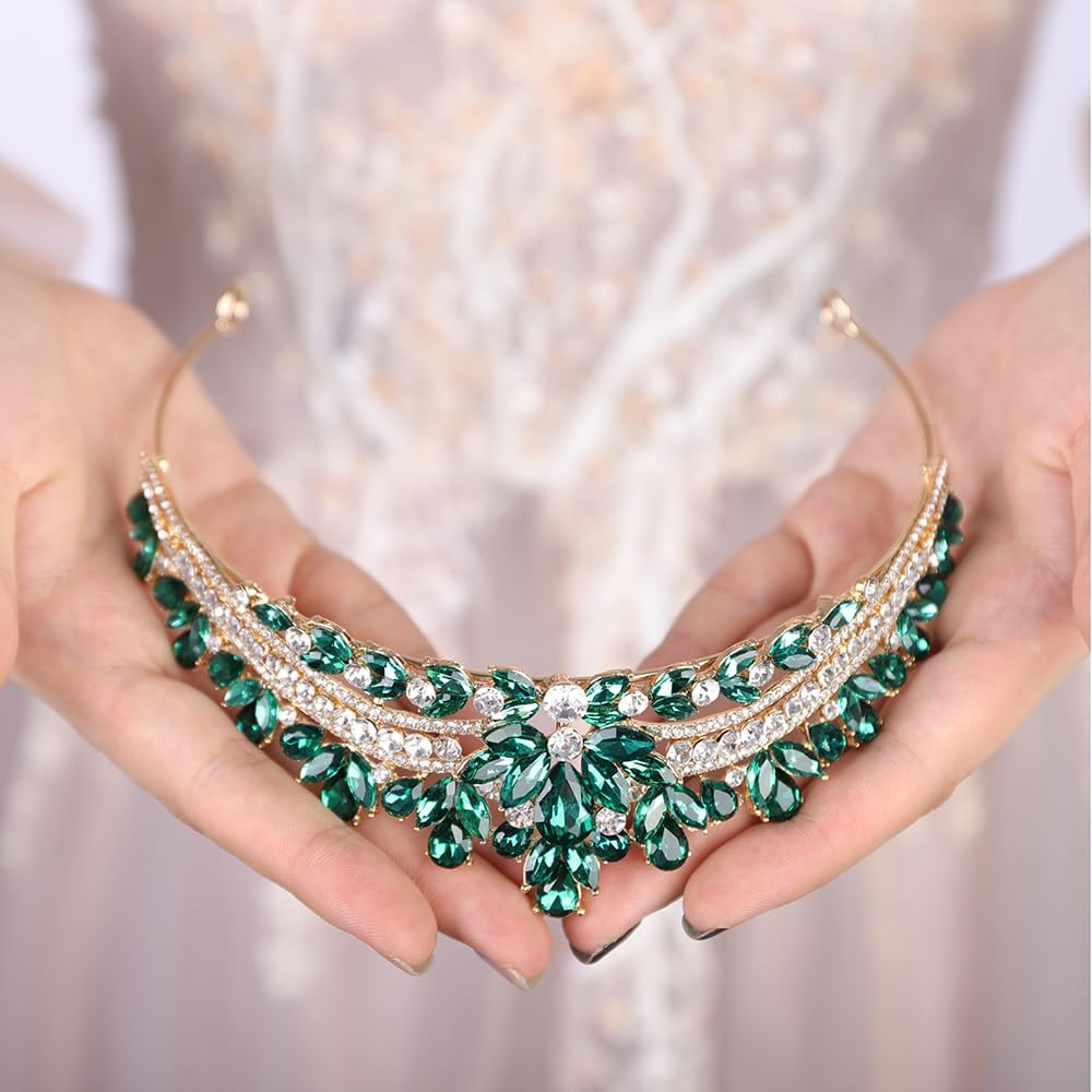 Teyglen Red Crystal Crown and Tiara for Women Wedding Rhinestone Princess Tiaras Headband Bridal Hair Accessories for Party Prom Brithday - Image 4