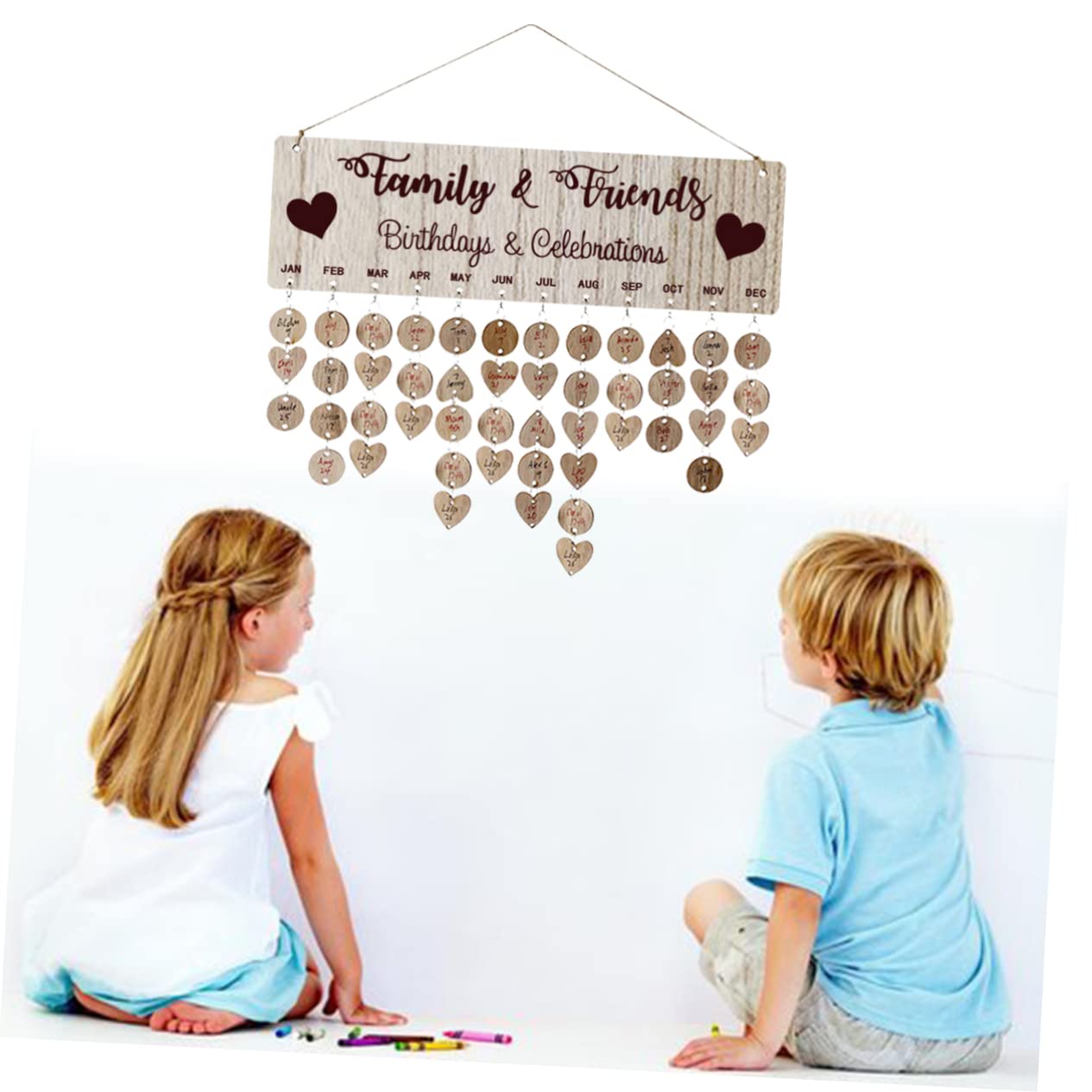 NUOBESTY 9 Set di Calendario per Famiglia E Amici Promemoria in Legno Promemoria per Compleanni Promemoria da Appendere alla Parete Promemoria per La Casa