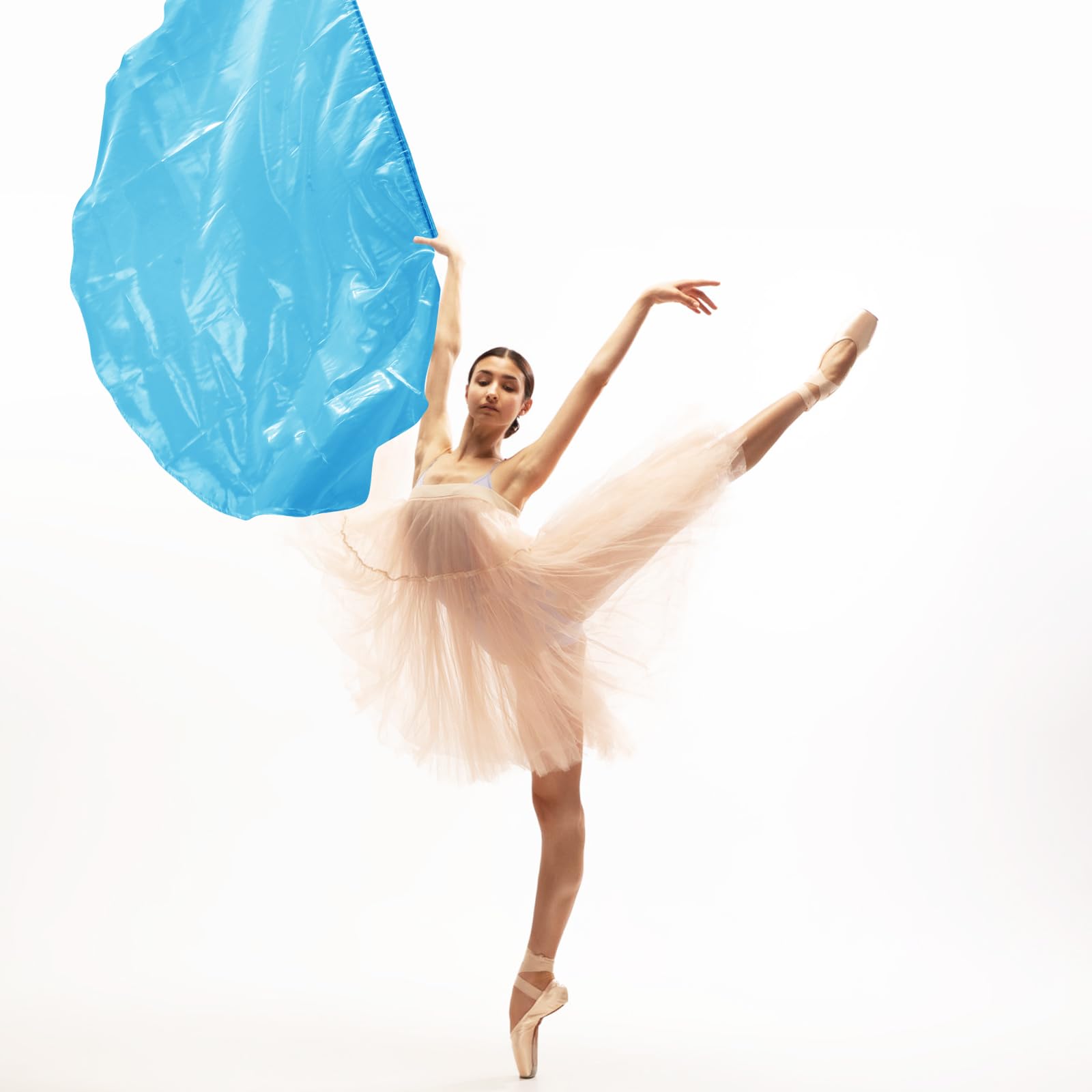 2pcs Drapeaux de Culte en Demi-Cercle, 140x92cm Drapeaux Danse Louange avec Tiges Évolutives Bannière Culte Brillante Ailes d'Ange Brillantes Métalliques pour Église Danse (Bleu Clair)
