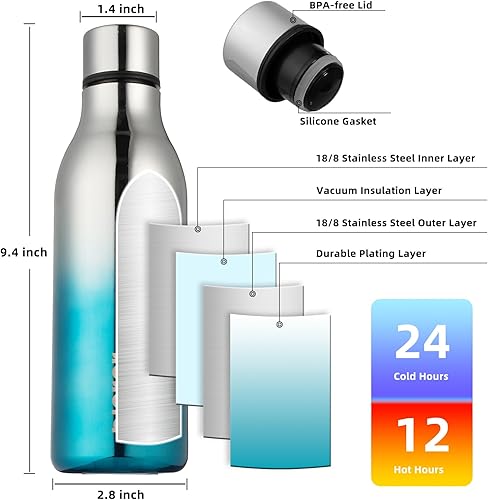 Miniatura 3 de BJPKPK Botellas de agua aisladas, botella de agua de metal de acero inoxidable de 18 onzas con correa, sin BPA, a prueba de fugas, tazas, frascos,