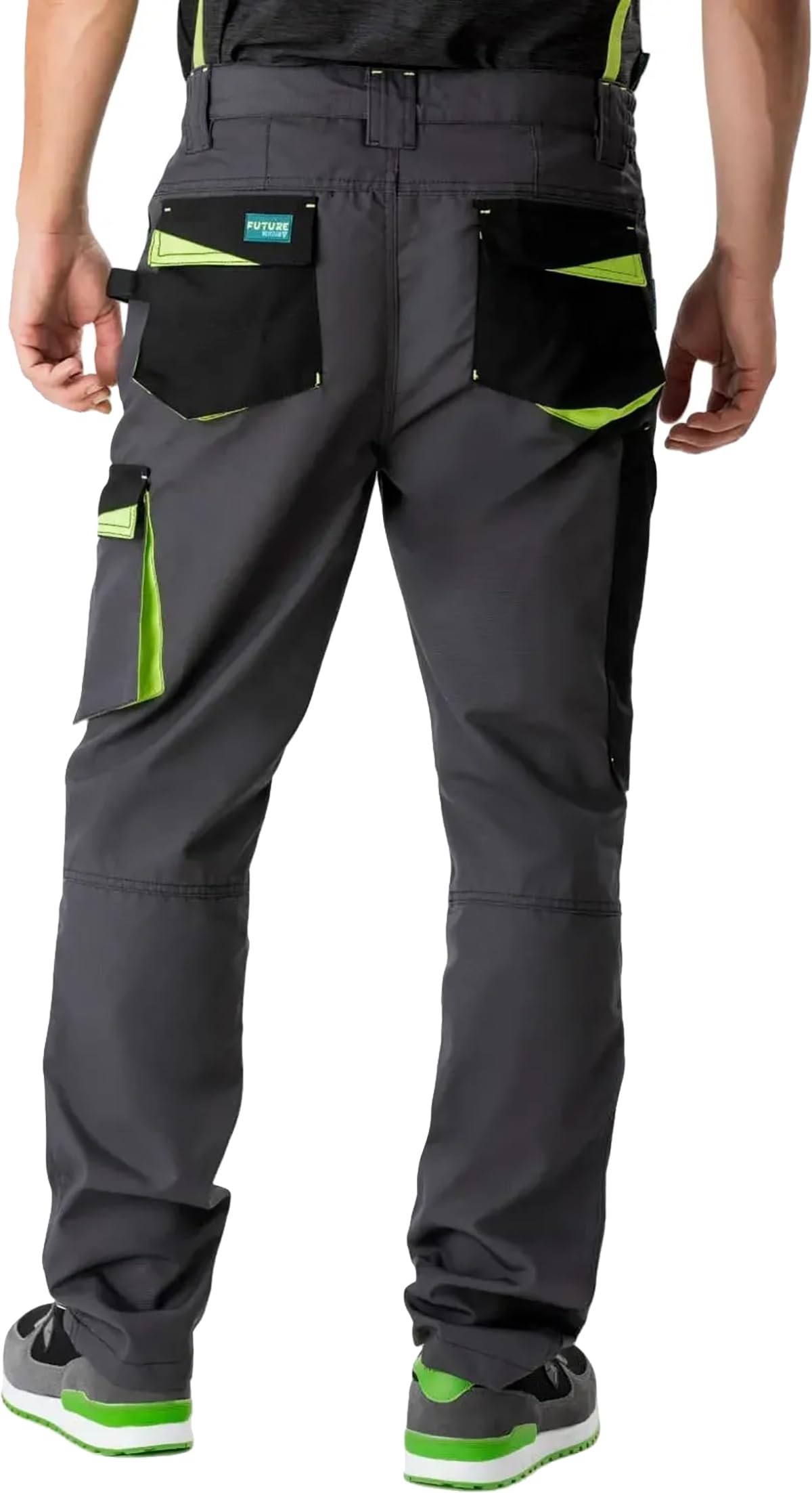 WORKTEAM Pantalón de Trabajo en Tejido Canvas (Extremadamente Resistente y Duradero), Slim Fit, Multibolsillos, Porta Martillo, Refuerzo para Rodilleras, Vivos Reflectantes, Unisex