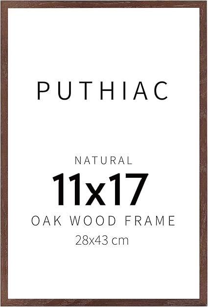 puthiac 11x17 Walnut Oak Wood Picture Frame - Minimalist 11x17 Poster Frame, 11"x17" Frame Wood, Natural Solid Wooden Picture Frames for Wall Art Photo and Prints (1 Pack, Walnut)