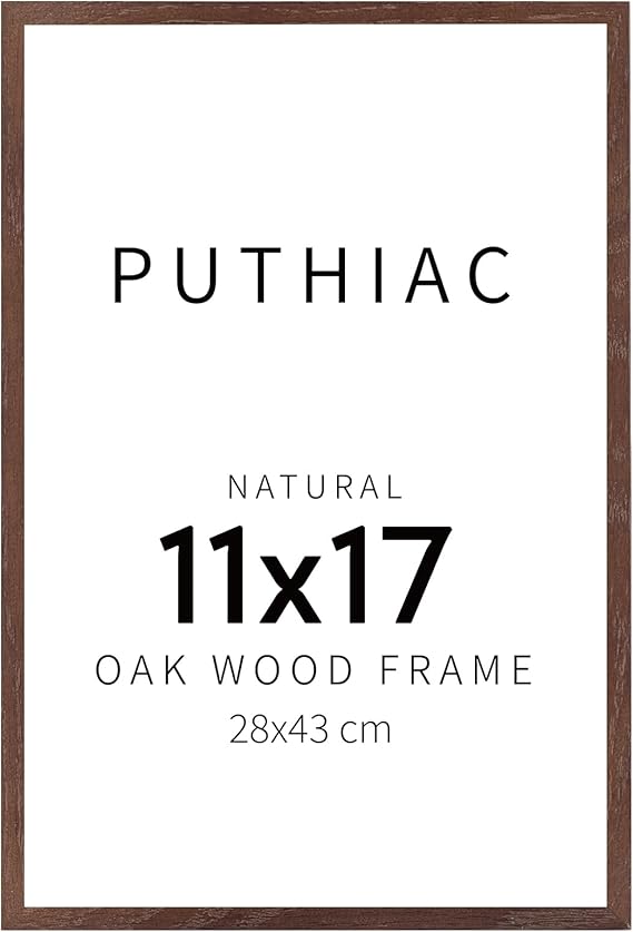puthiac 11x17 Walnut Oak Wood Picture Frame - Minimalist 11x17 Poster Frame, 11"x17" Frame Wood, Natural Solid Wooden Picture Frames for Wall Art Photo and Prints (1 Pack, Walnut)
