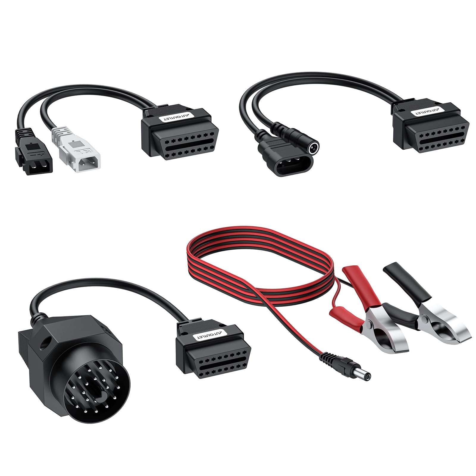 AUTOUTLET 4er Adapter Set, Universal Auto OBD1 OBD2 Diagnosegerät Diagnose Adapter Kabelsatz, Diagnoseadapterkabel Kompatibel mit BMW Audi FIAT, PKW Kabelset für AutoCom Delphi CDP+ DS150Er