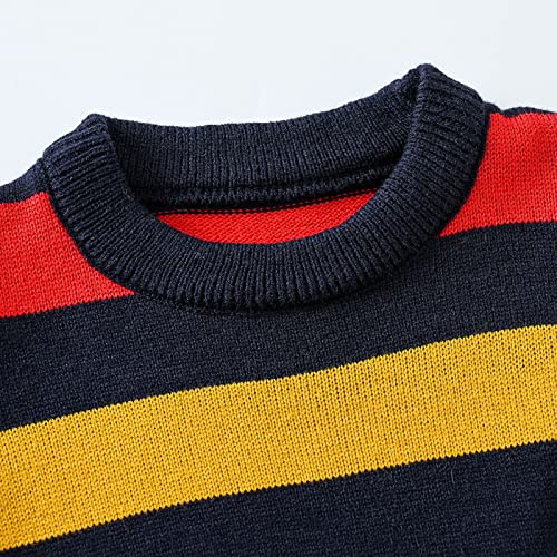 Toddler Kids Girls Boys Stripe Sweater Casual Knitted Long Sleeve Top Fall Winter Warm Pullover Blouses for 2~10T4