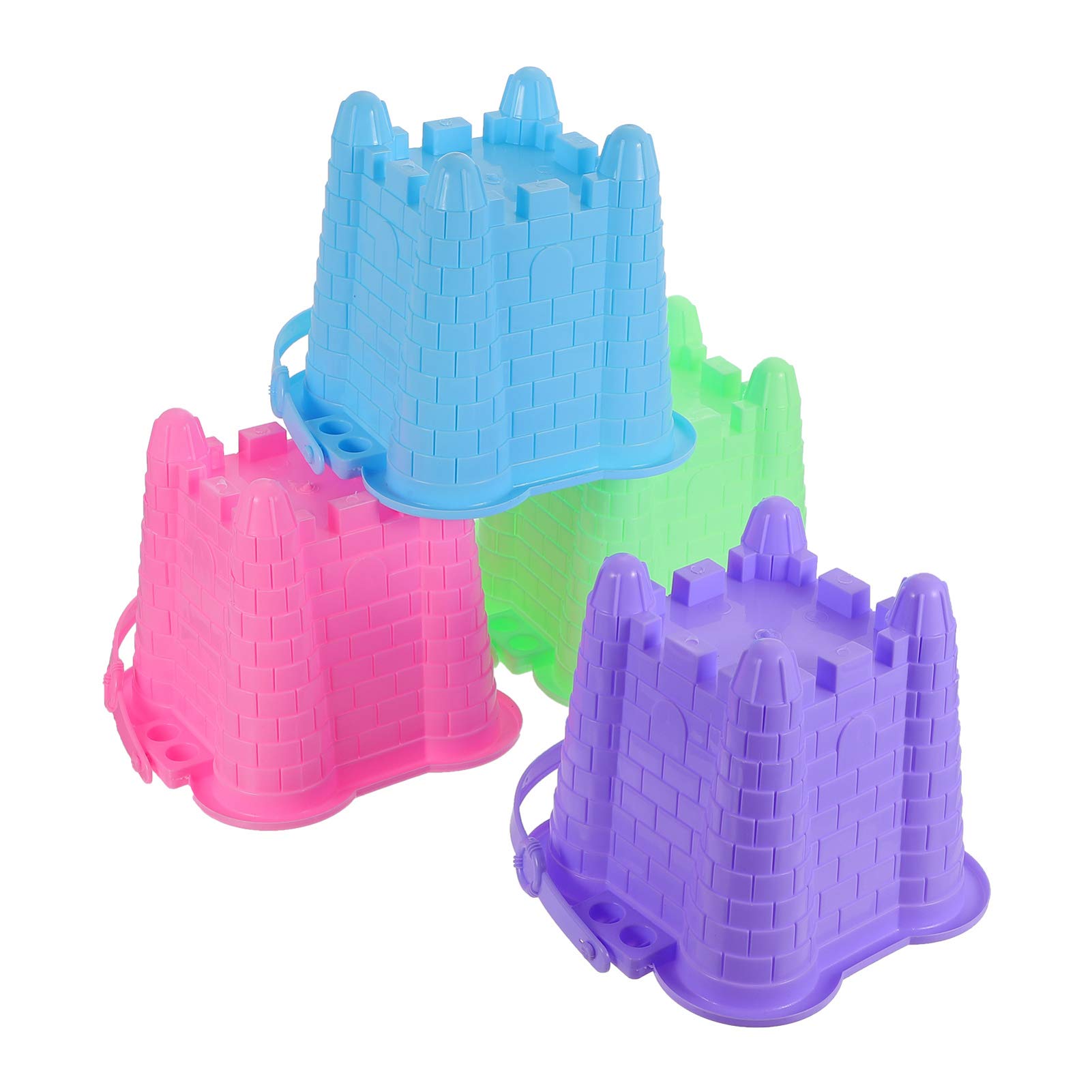 HEALSOPTHY 4Pcs Sandcastle Molds Beach Bucket Toy - Assorted Colors, Lightweight Plastic Sand Castle Molds for Kids, Ideal for Beach, Pool, Garden Play